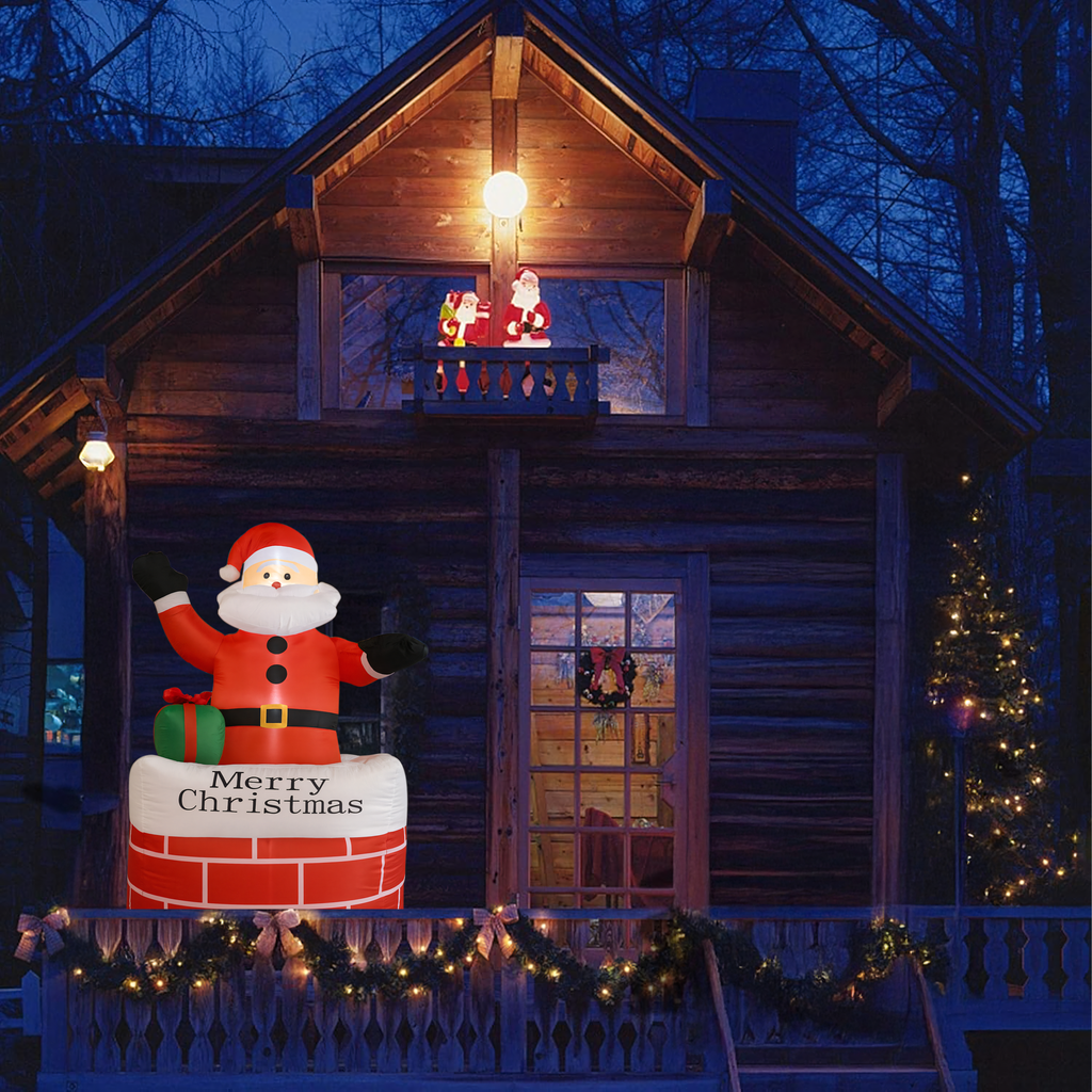 Täispuhutav jõuluvana korstnas jõulukaunistus valgustatud LED 150 cm