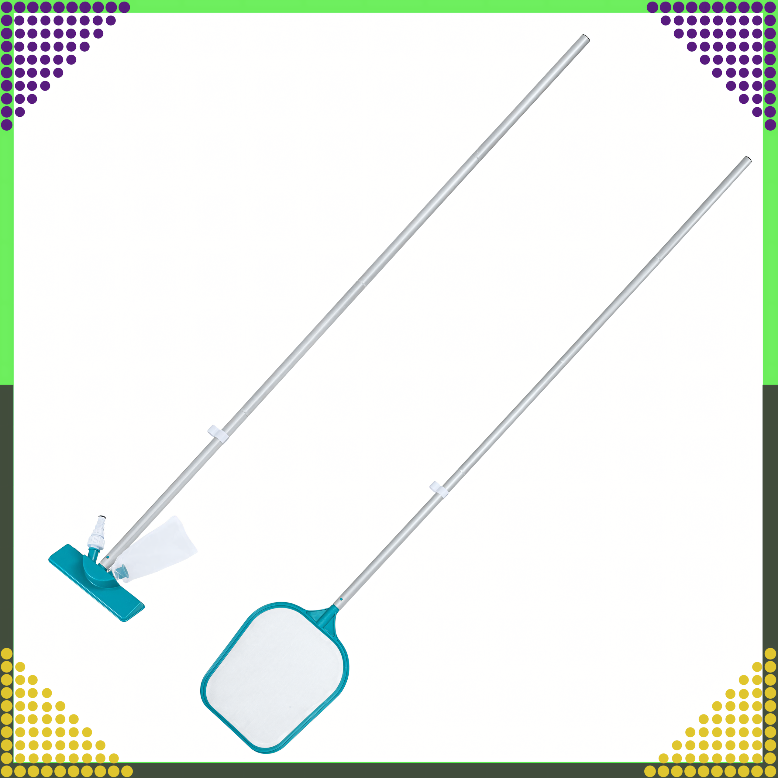 Bestway 58794 basseini hooldus- ja puhastuskomplekt võrguga, pulgaga, pH ribade ja plaastriga