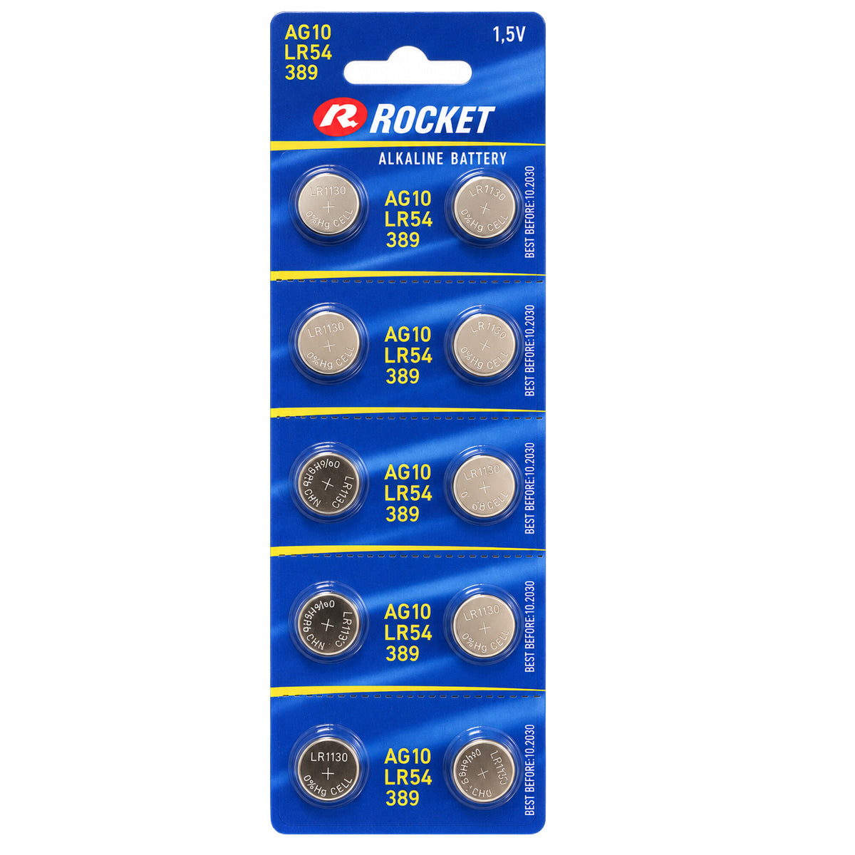 Rocket AG10 LR54 leeliselised nööpelemendid 1,5 V, 200 tk AG10-15829
