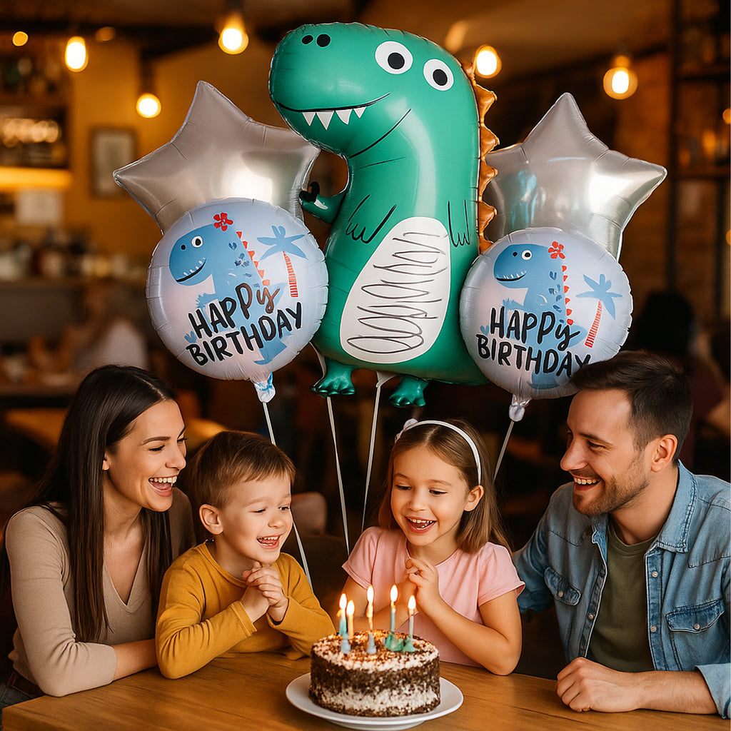 Dinosauruste sünnipäevalõhupallide komplekt sünnipäevadeks ja sünnipäevapidudeks 5 tk