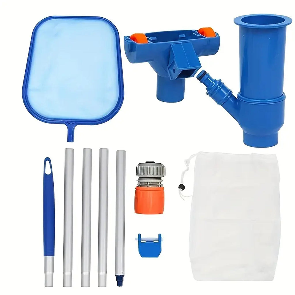 Pool and Spa Bottom Cleaning Set with Vacuum Brush and Net