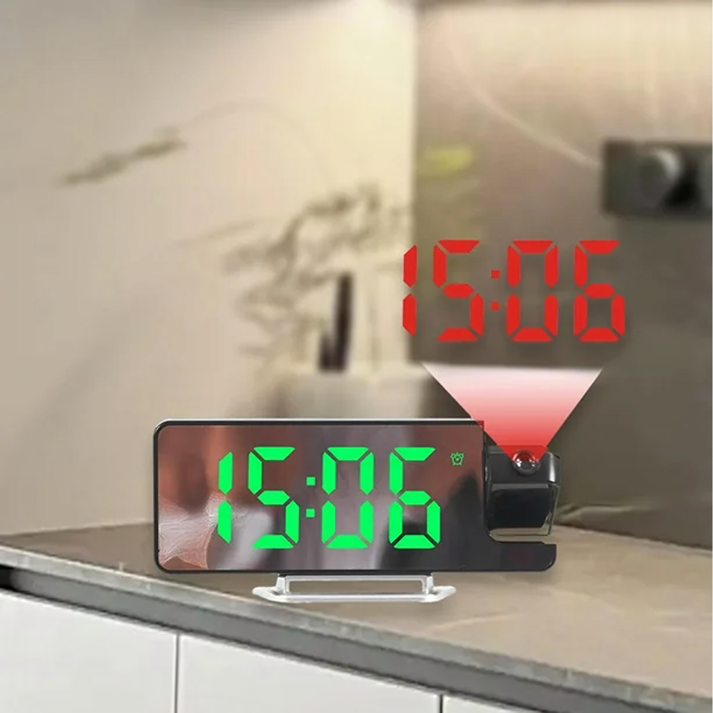 Elektrooniline LED digitaalne äratuskell laserprojektoriga ja temperatuurinäidikuga