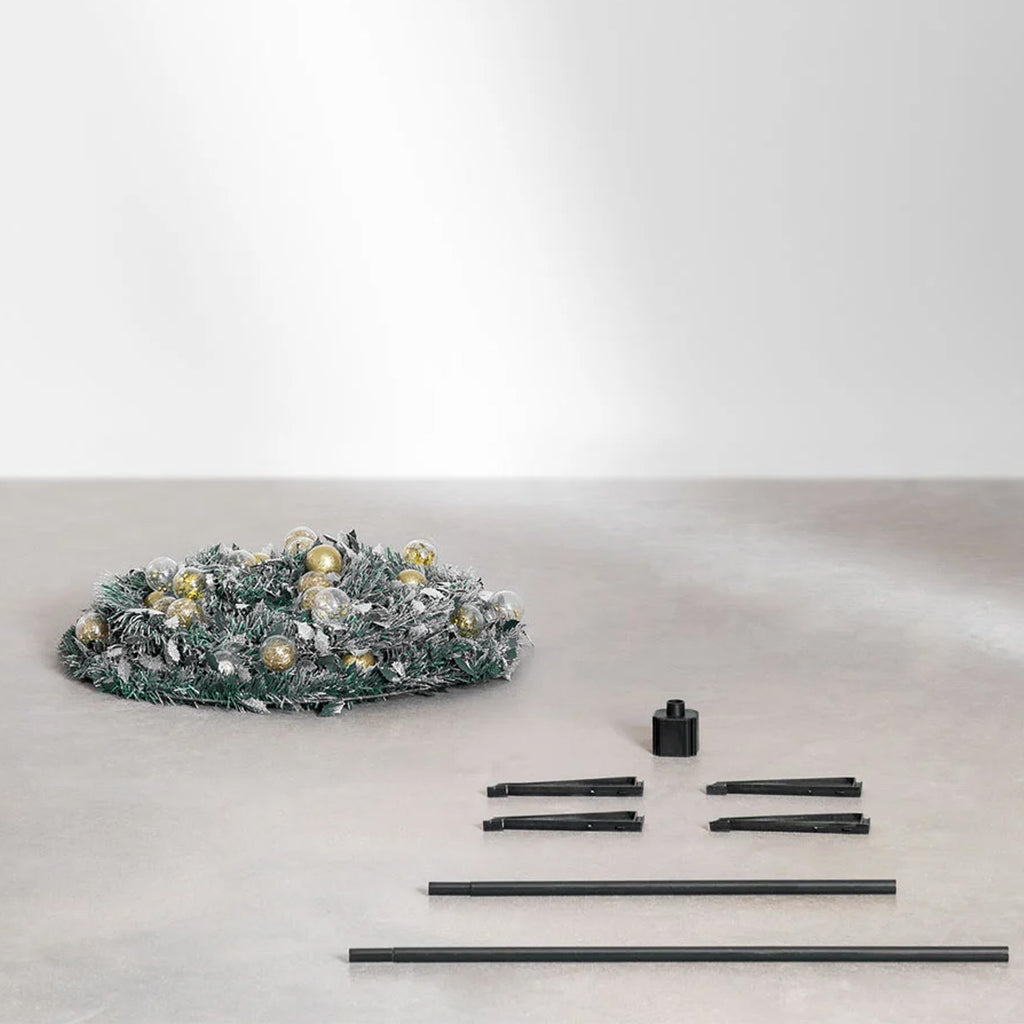 Jõulupuu, kaunistatud, dekoratiivne, valmis, kokkupandav, 180 cm, tulede ja kuulikestega