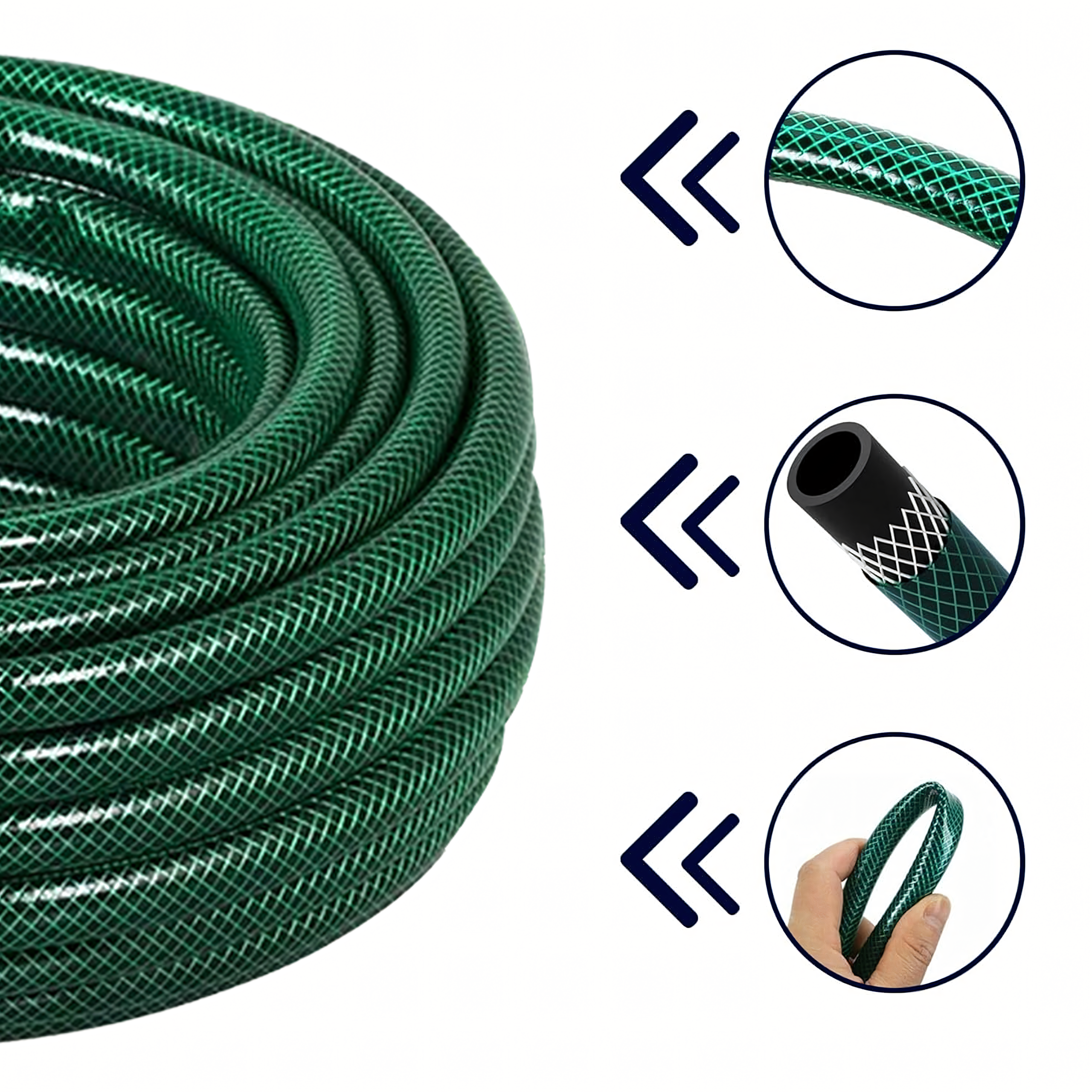 100x Aia Voolik Spiraalne 3-Kihiline Tugev Paindlik Vastupidav 30m 1/2 Kumm