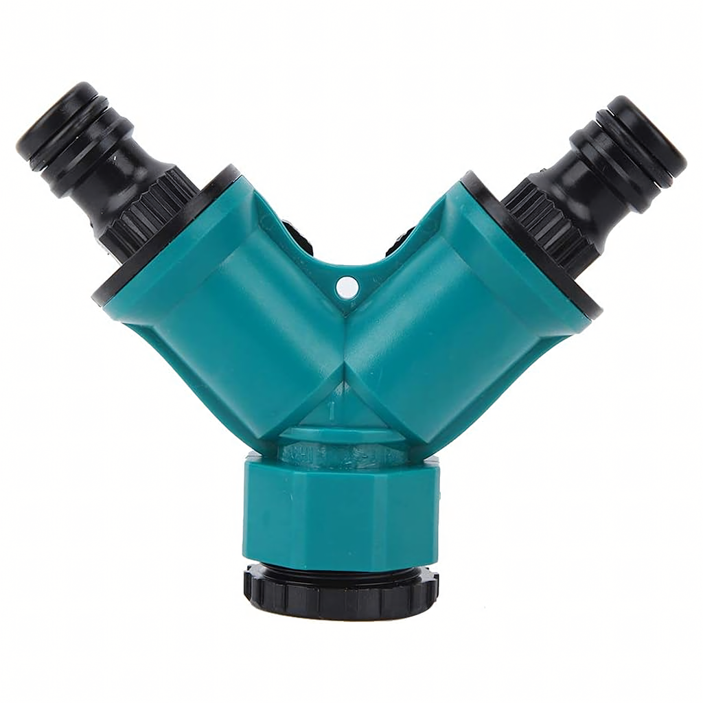 2-Way Garden Hose Tap Connector Reducer 1/2" to 3/4" with Valves