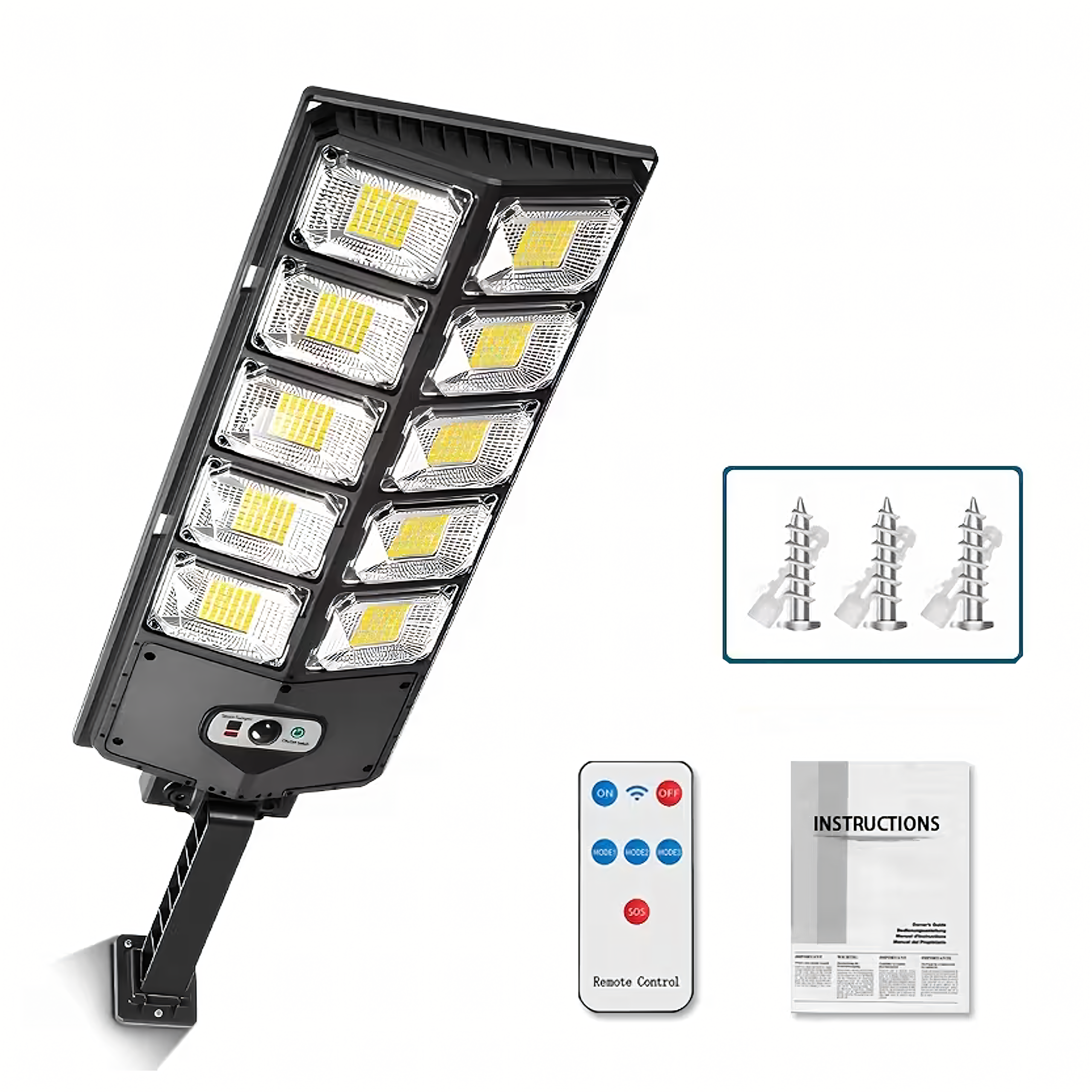 Solar LED Lamp with Motion and Twilight Sensor for Outdoor Garden Use with Remote Control (E7)