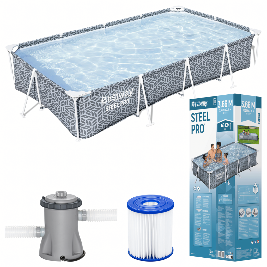 Bestway 561FV Steel Pro ristkülikukujuline aiaraamiga bassein 366x201x66 cm