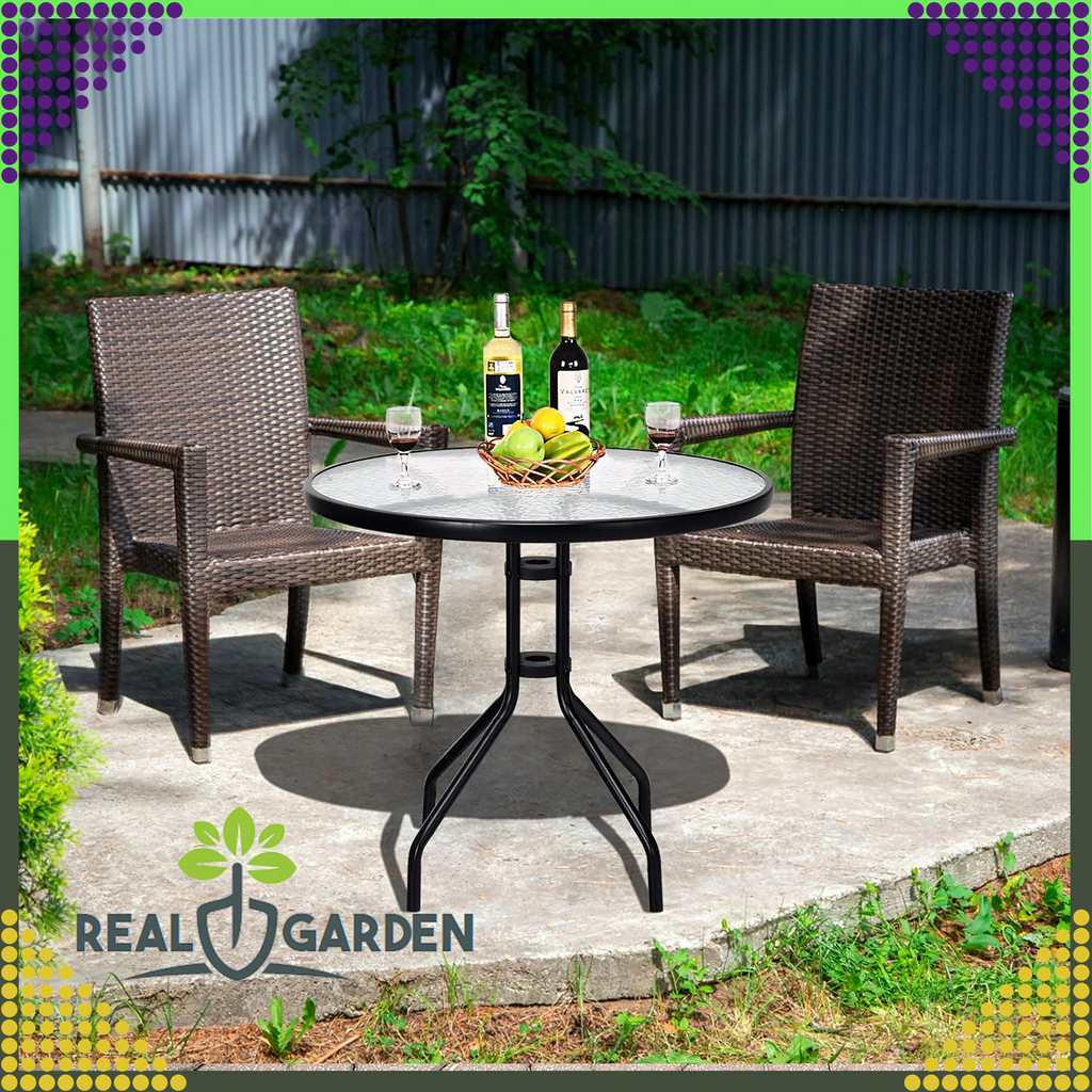 Tempered Glass Coffee Table Round Black 60 cm