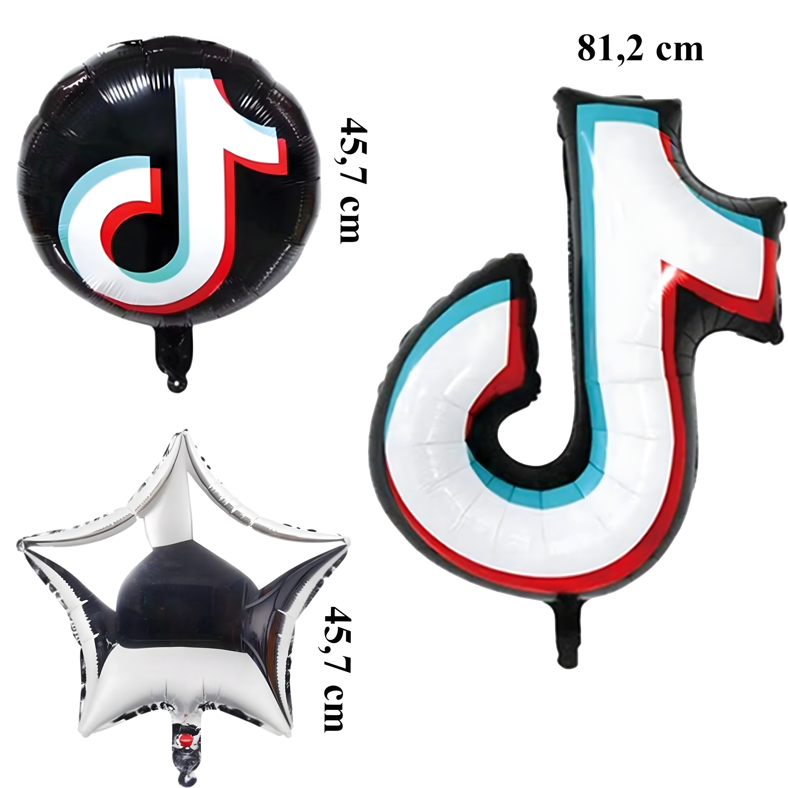 Õhupallide komplekt Tik Tok Note sünnipäevadeks ja sünnipäevapidudeks 5 tk