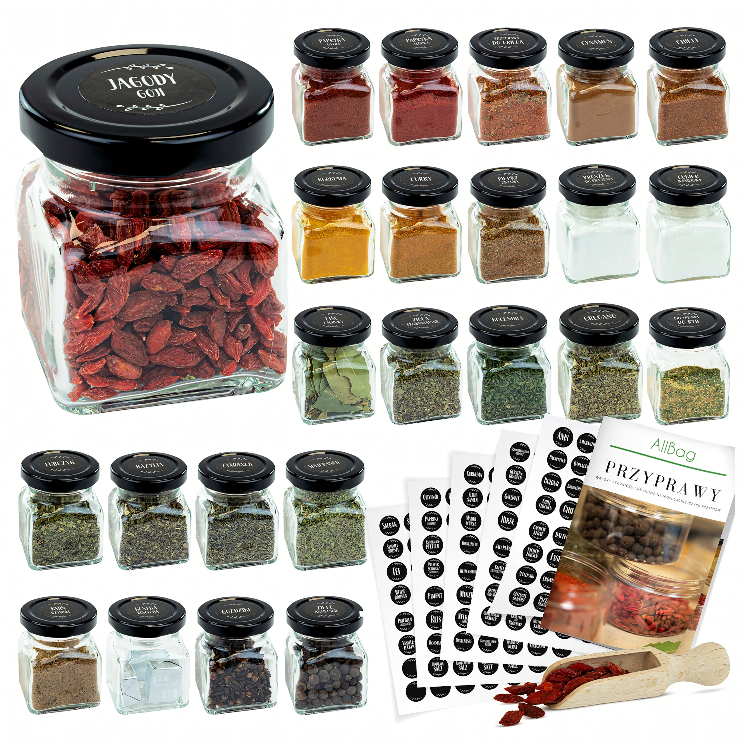 Vürtsipurgid 120ml 24 tk koos 200 kleepsu, lusika ja raamatuga