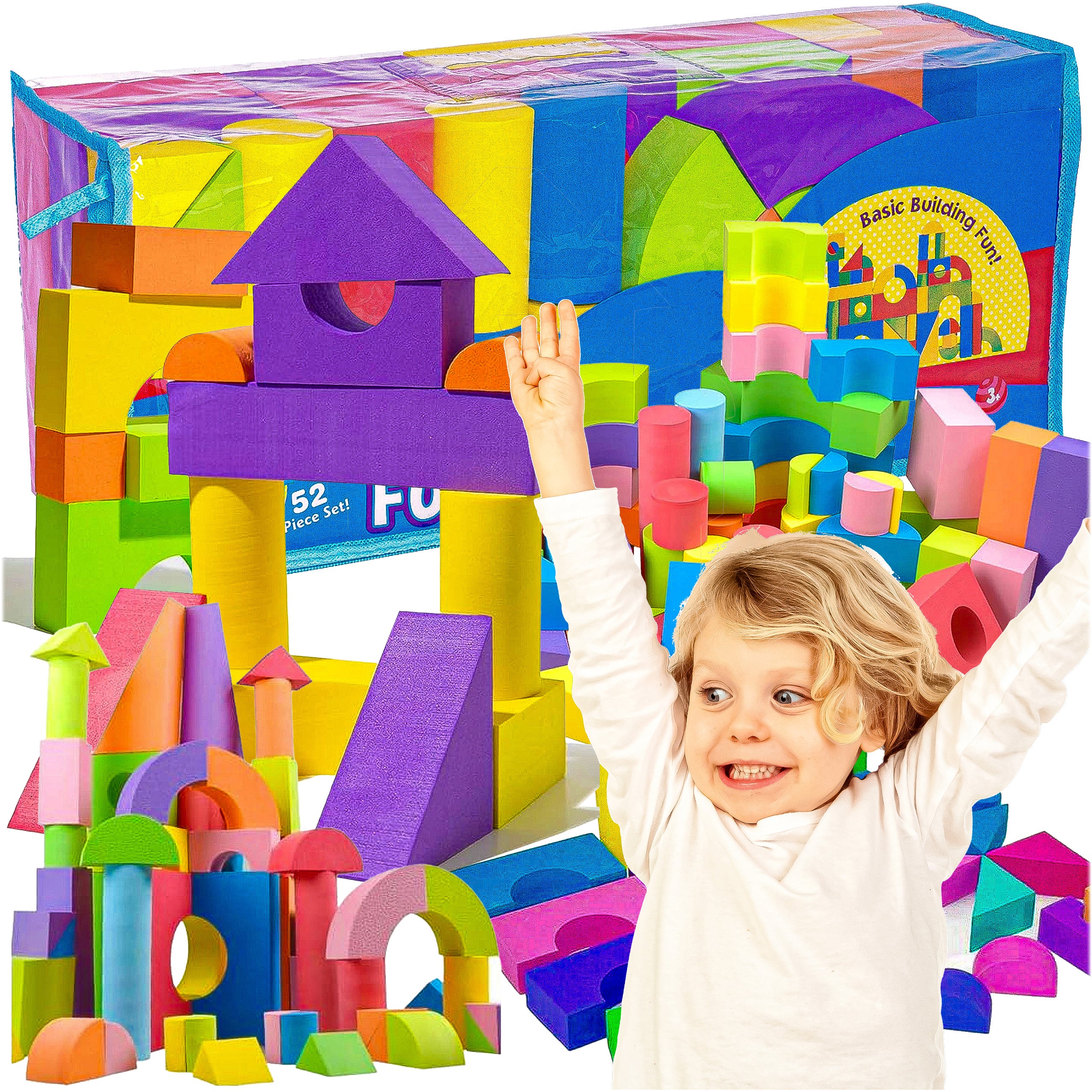 Vahtplokkide komplekt lastele, 50 elementi, värviline pusle