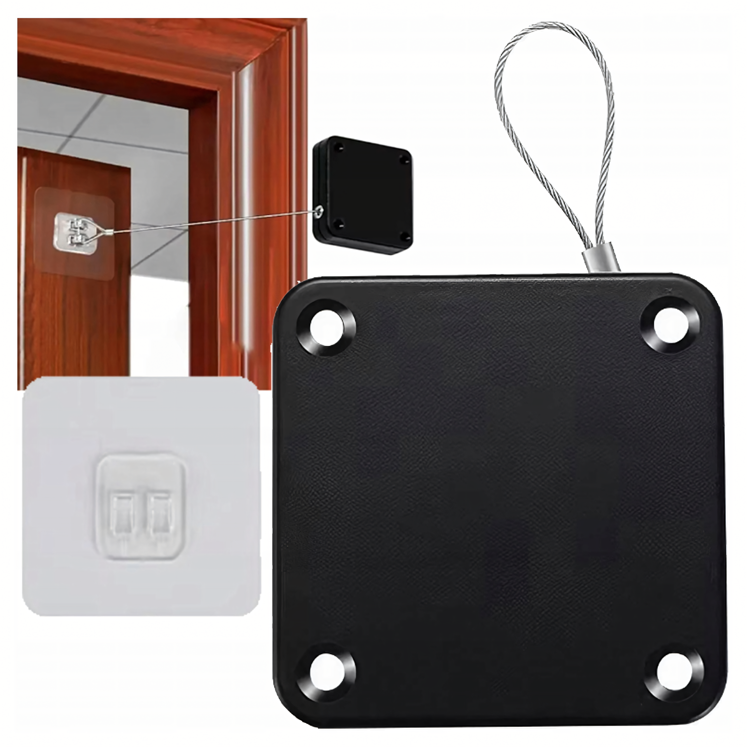 Self-Adhesive Retractable Door Closer with Steel Cable 800g 1.2m