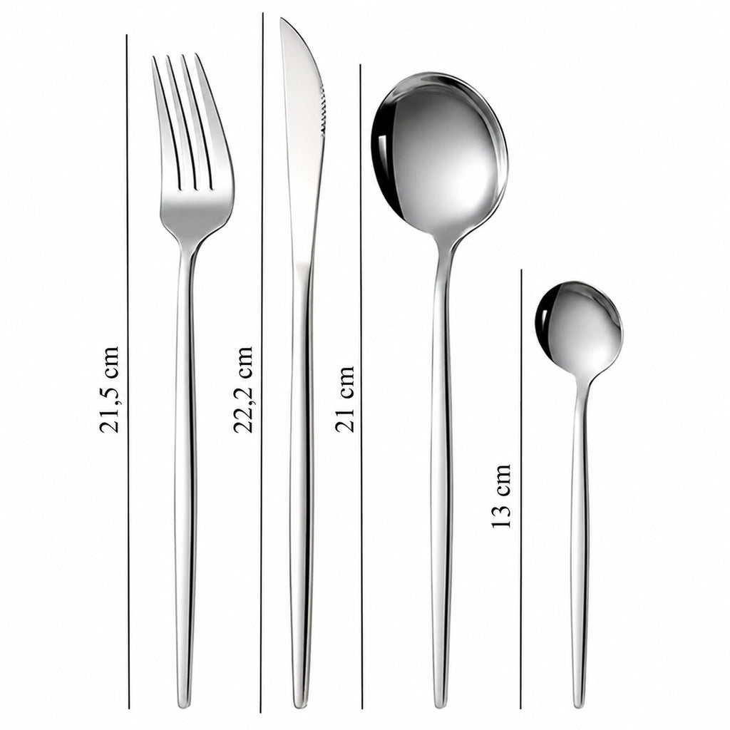 24-Piece Cutlery Set for 6 People with Glossy Finish and Box