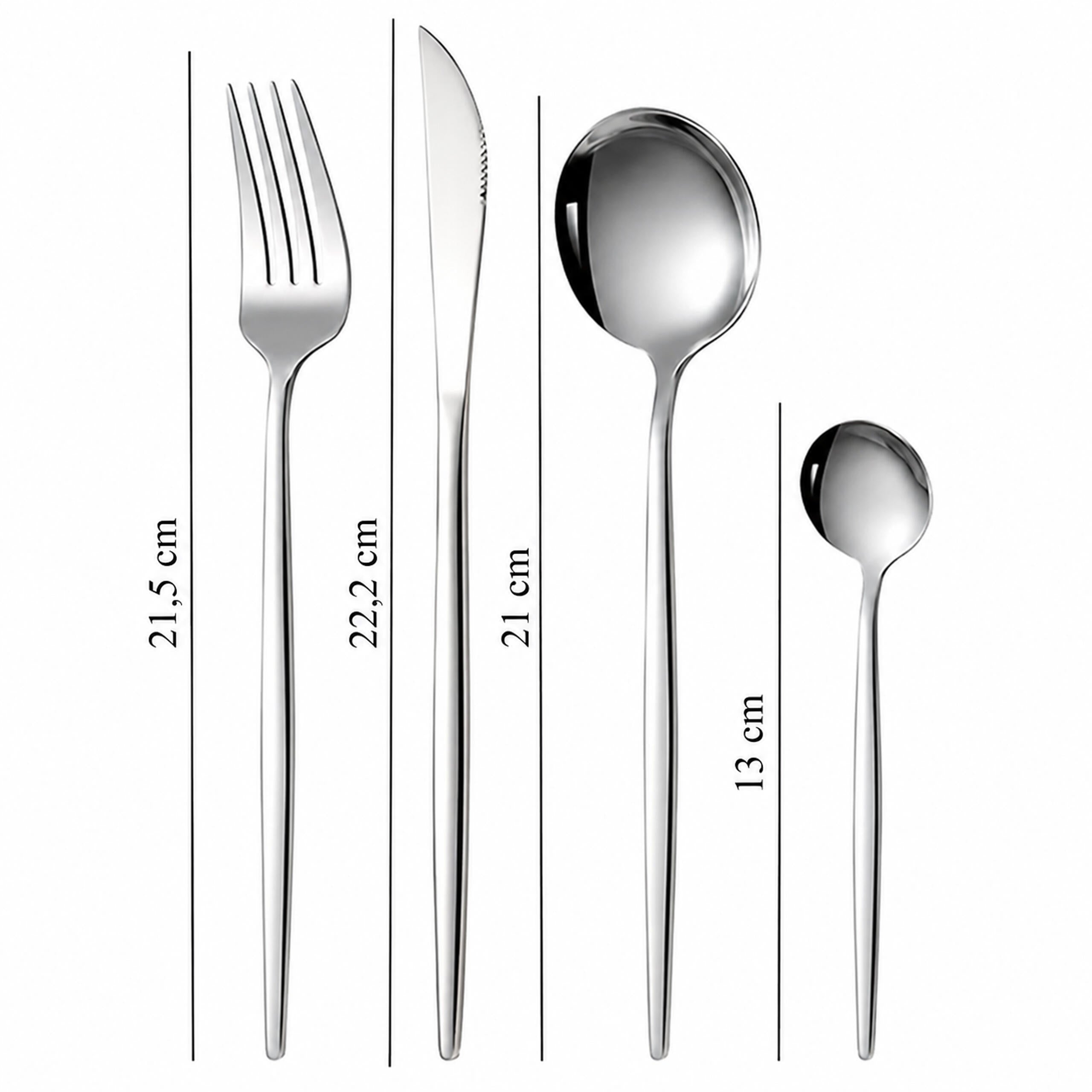 24-Piece Cutlery Set for 6 People with Glossy Finish and Box