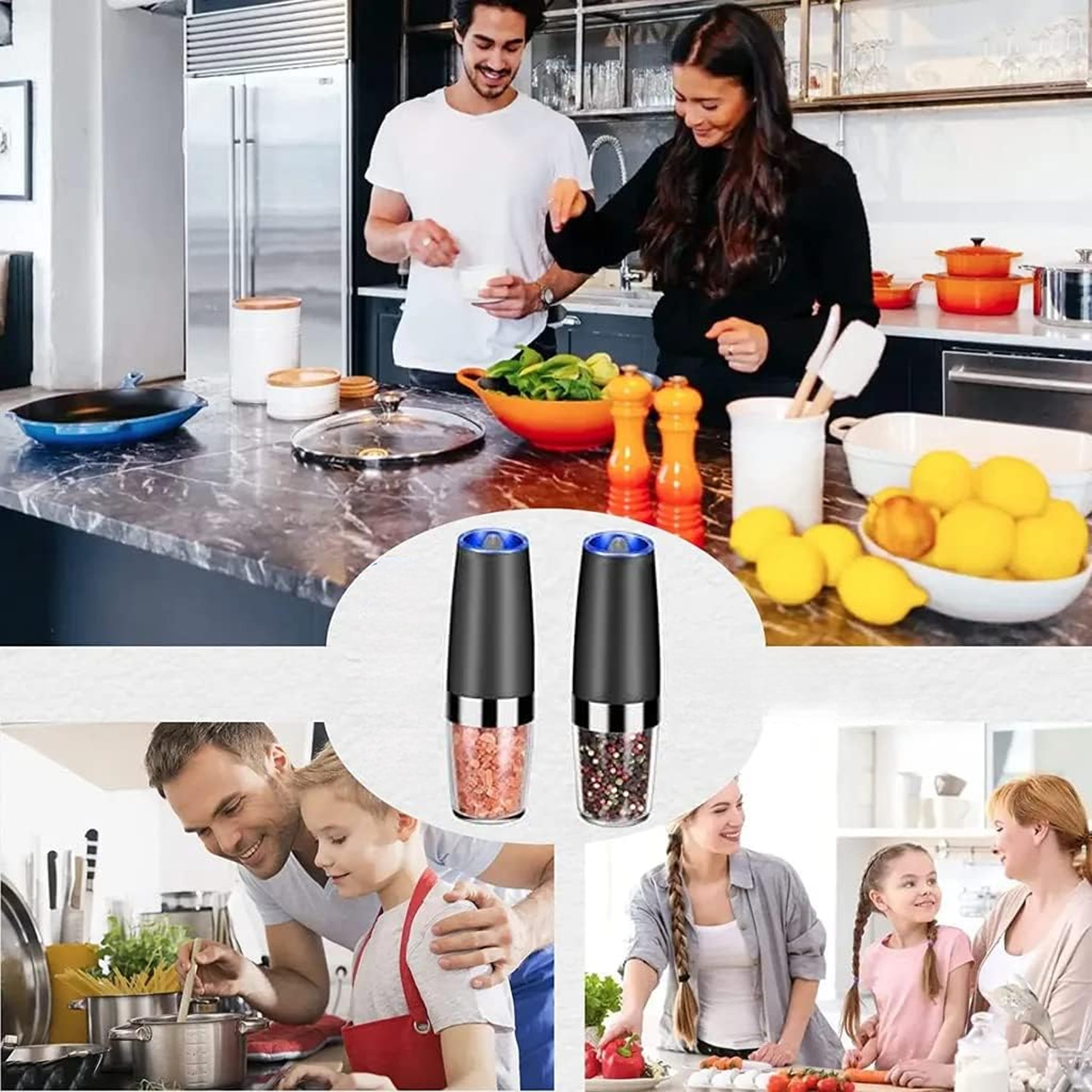 2 tk elektriliste gravitatsioonveskite komplekt soola, pipra ja vürtside jaoks 2x