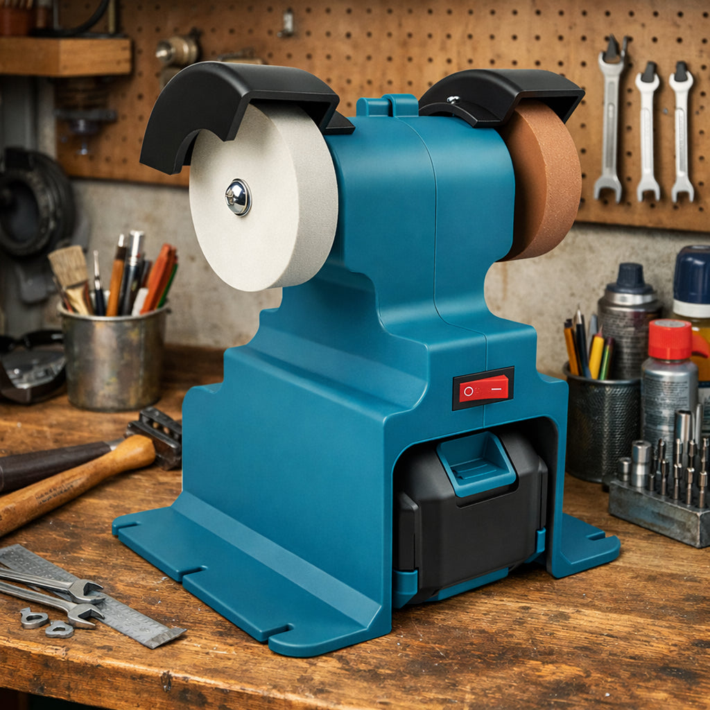 Cordless Double Bench Grinder with 2 Stones and 2 Batteries 2x