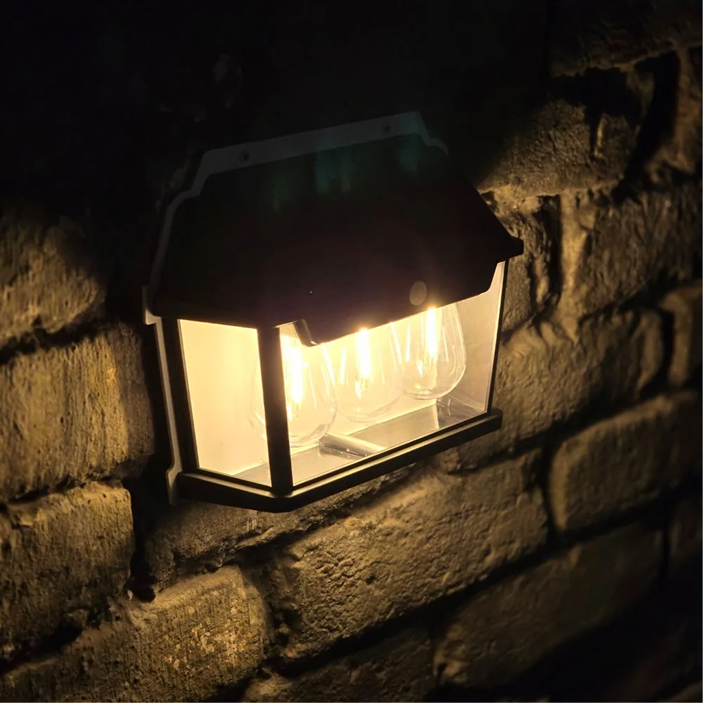 Triple LED Solar Wall Light with Motion Sensor for Garden and Exterior