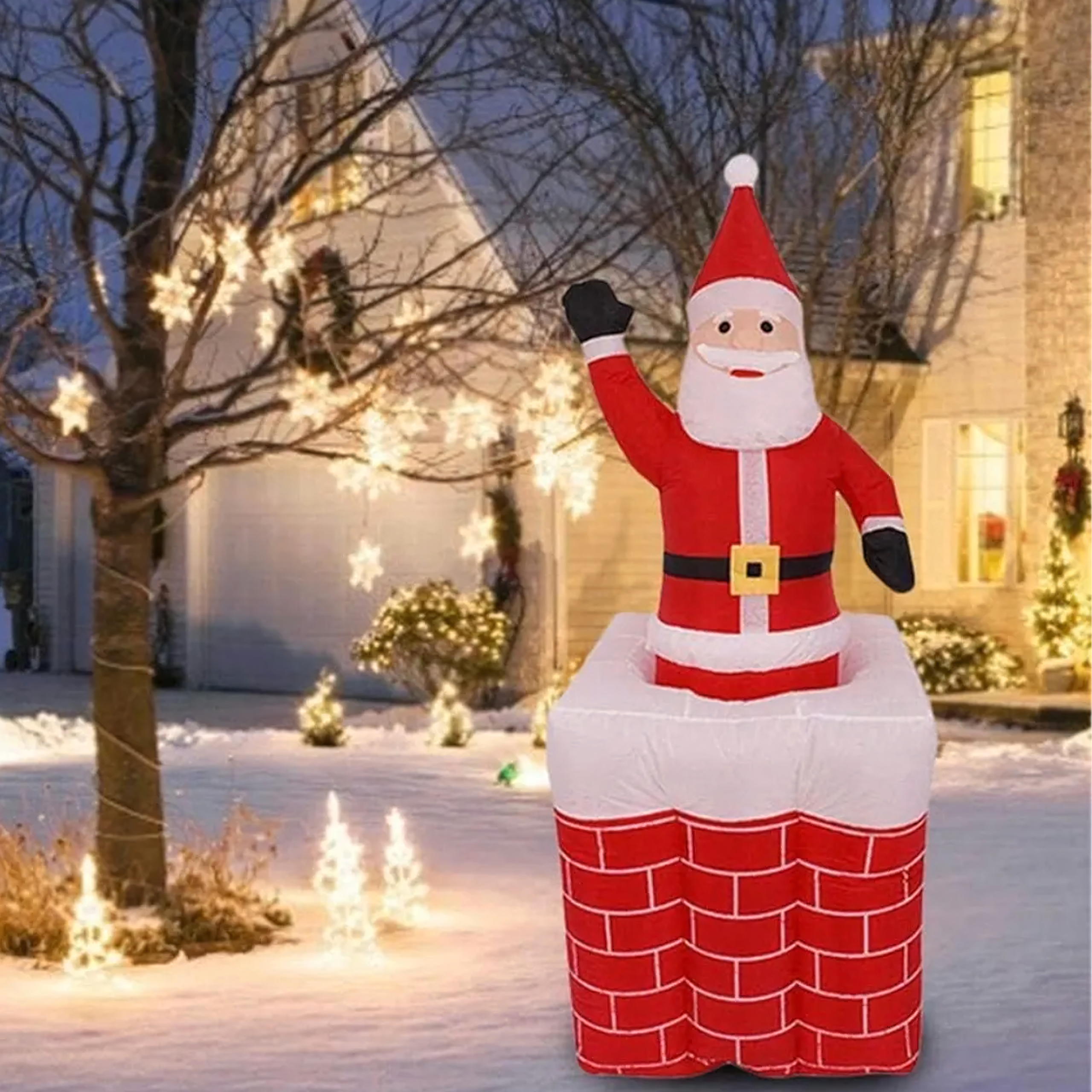 Täispuhutav jõuluvana korstnas, liigutatav, valgustatud LED, 160 cm