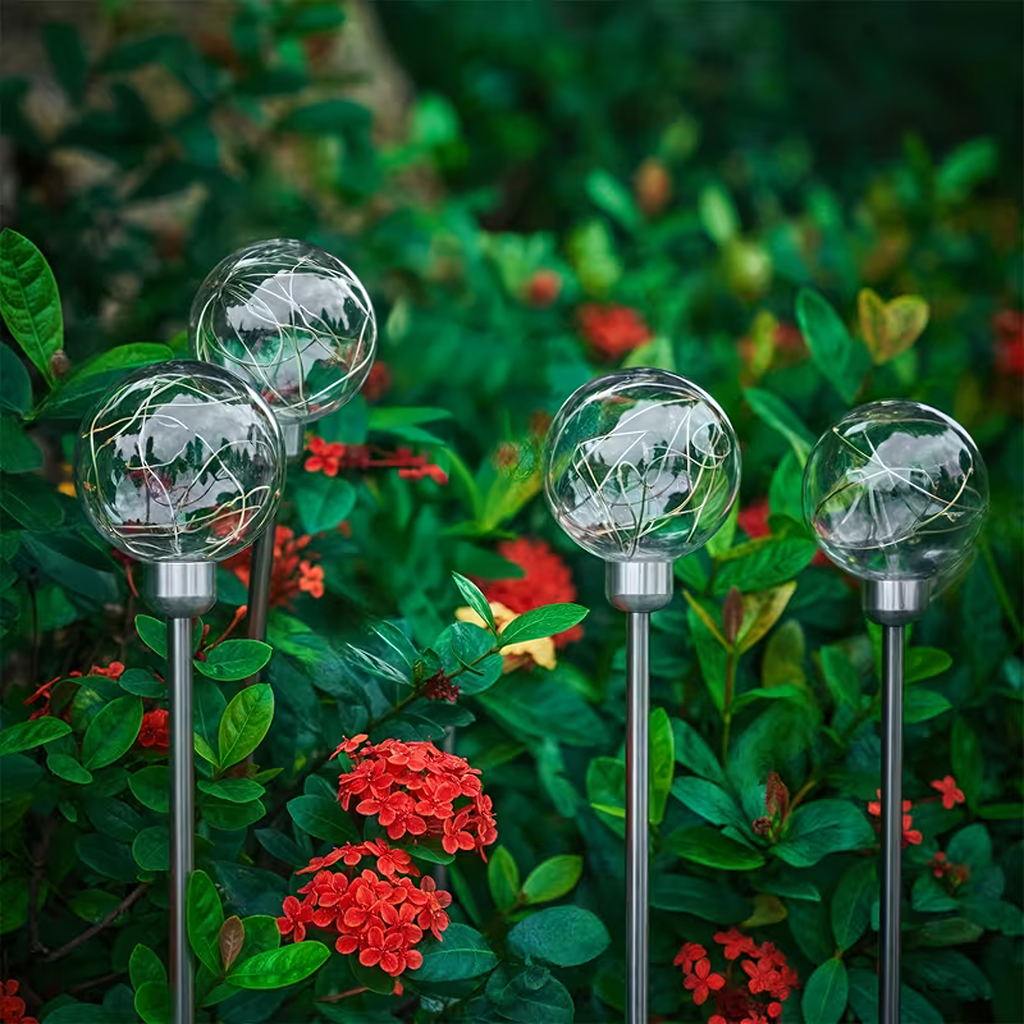 Solar Garden Spike Lights LED Ball Waterproof 4 pcs