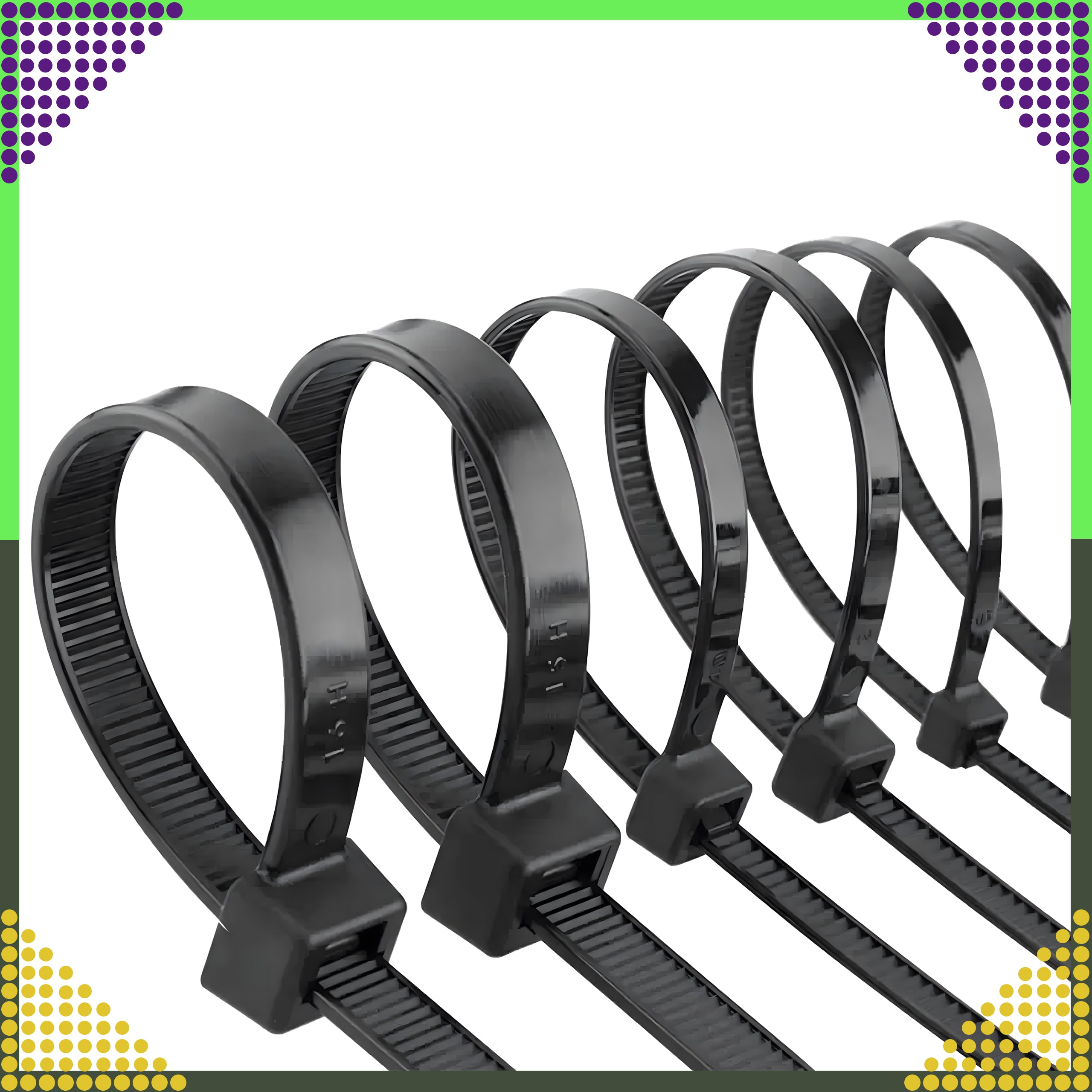 250x tugevad universaalsed Black kaablisidemed 3.6x200mm (F10)