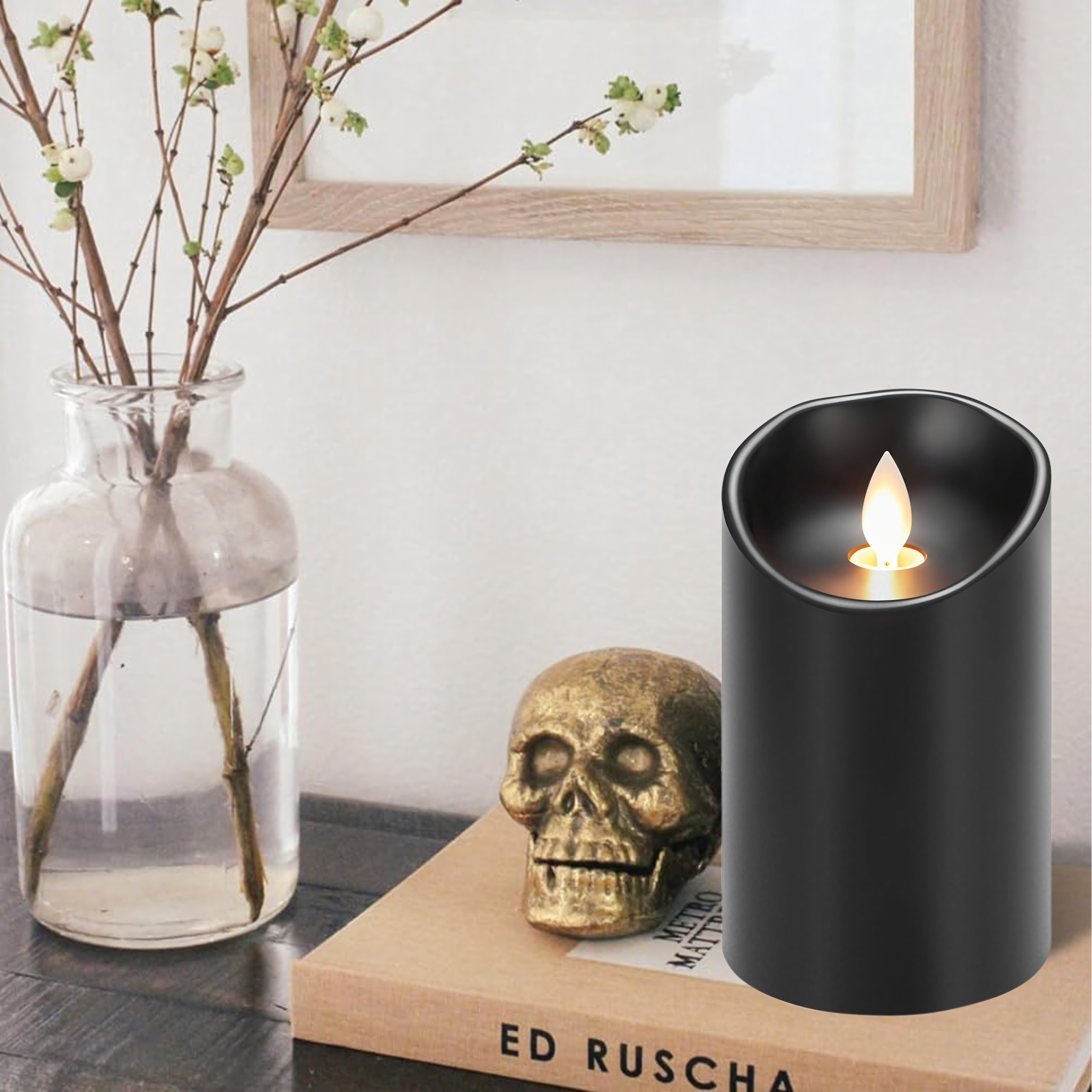 12x Küünla sisend Patareitoitel küünal Led-küünal 12.5 cm Leegi efekt