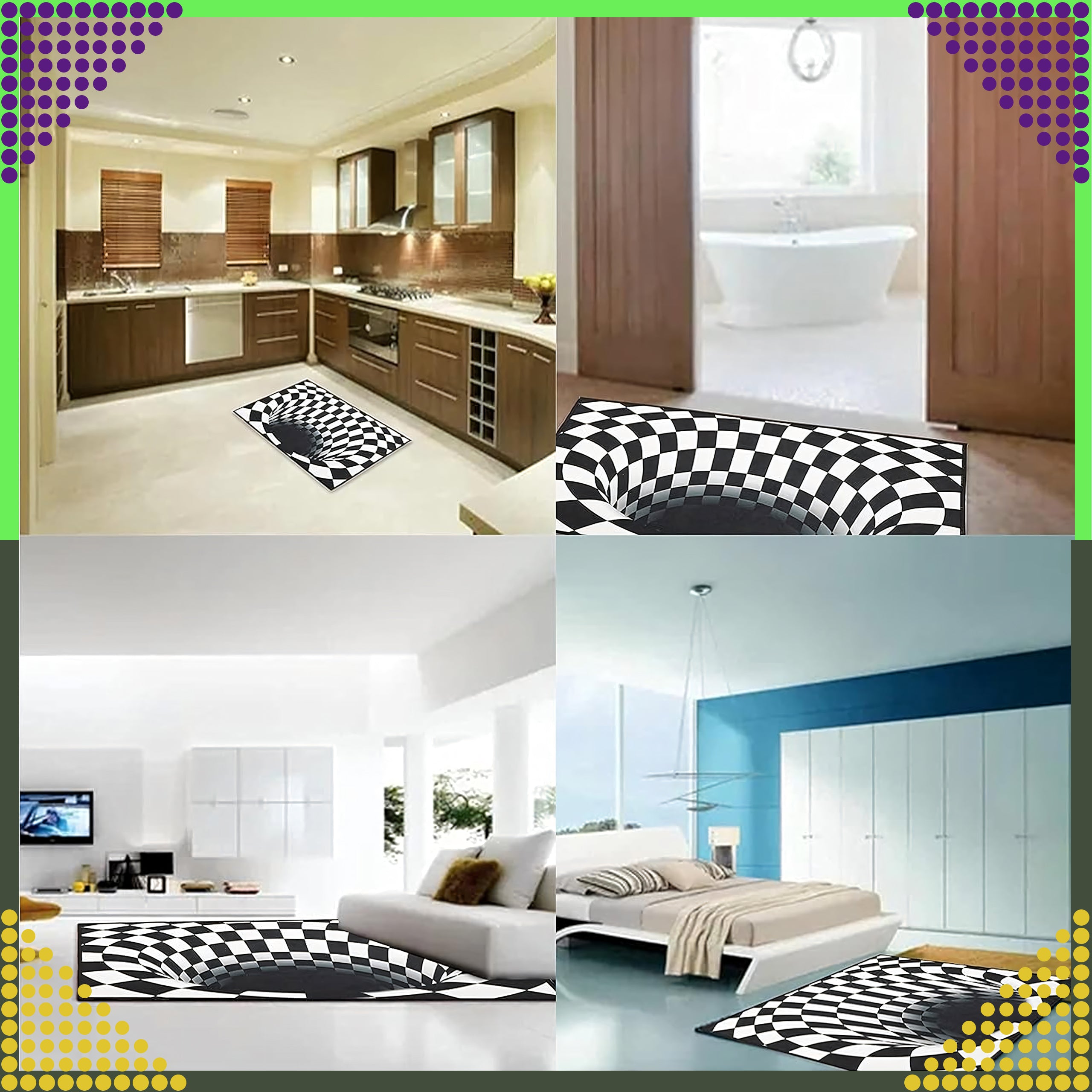 Chodnik Dywanik Mata Wycieraczka z Efektem 3D Iluzja Biała Dziura 60x40cm