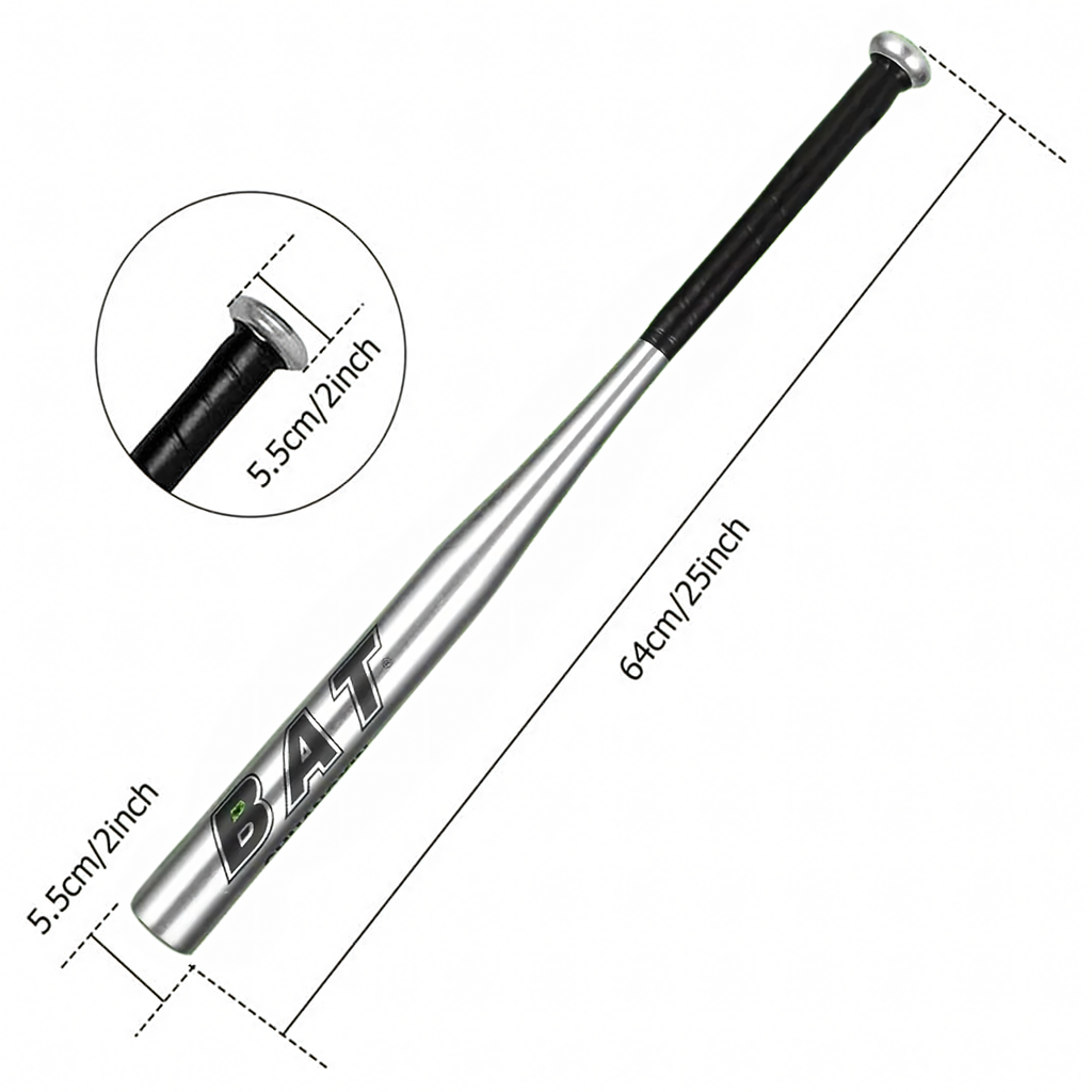 Pesapallikurikas alumiiniumist 25" 64cm tugev treening hõbedane