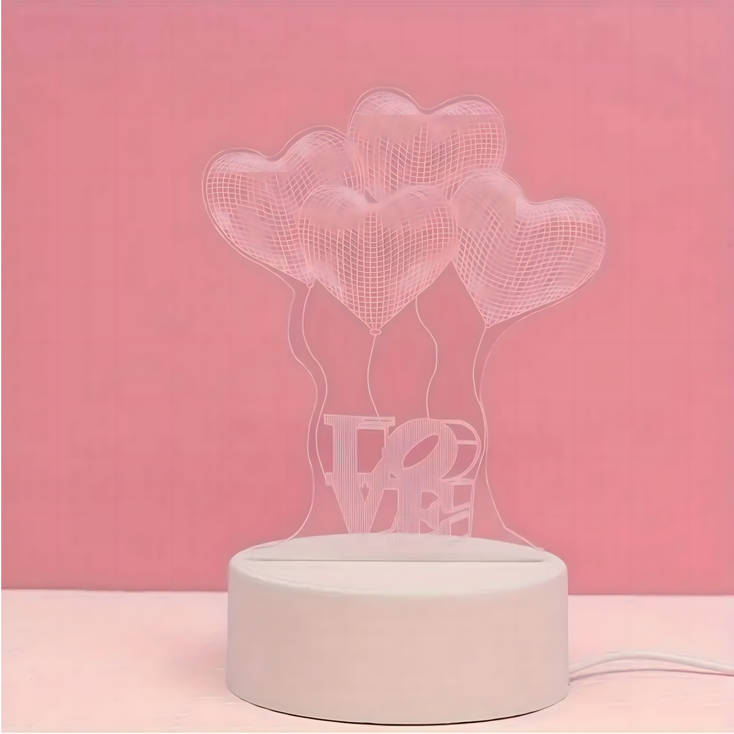 Love Hearts 3D illusiooniga öölamp laste magamistuppa, kingitus, USB