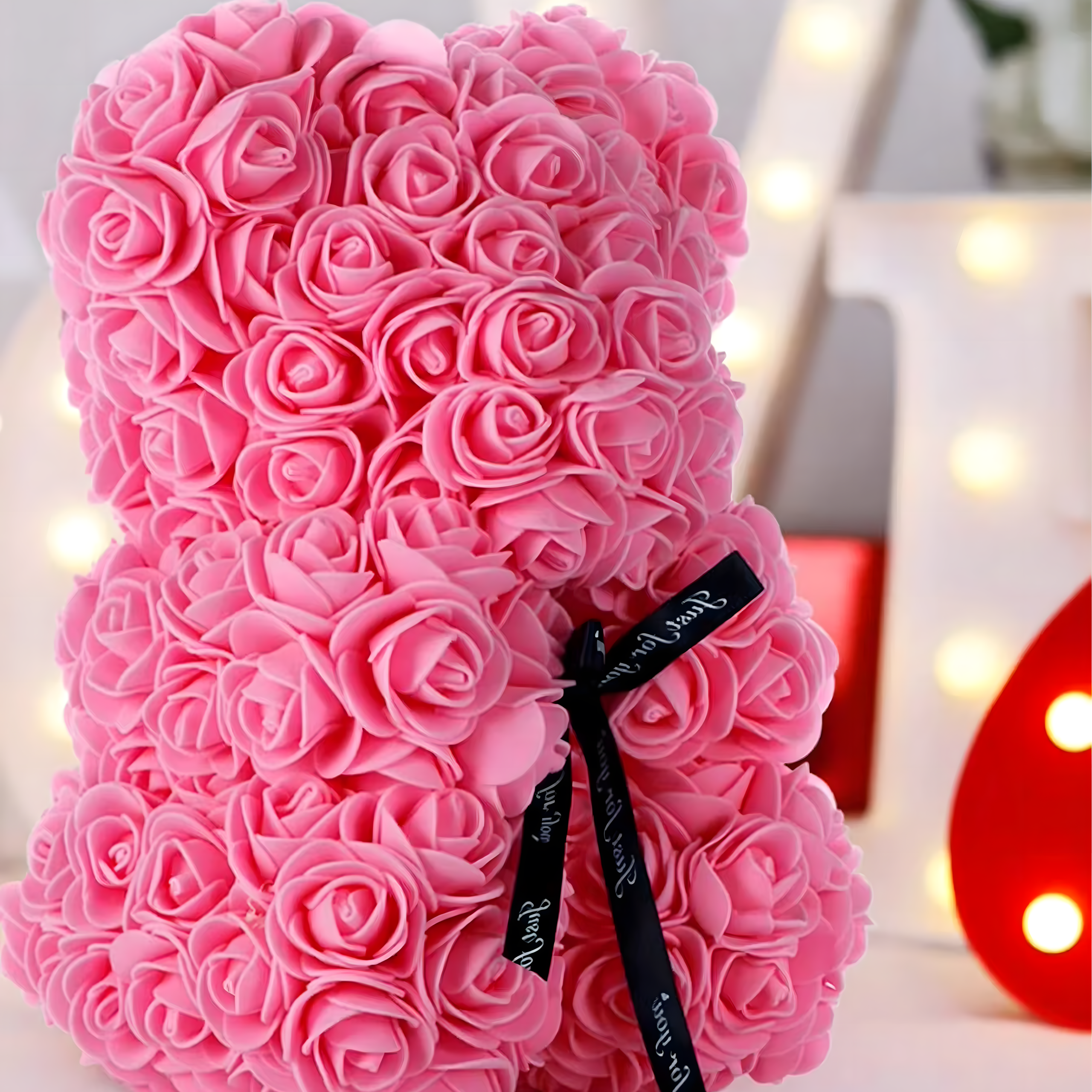 Karu LED roosidega kingitus emale, tüdrukutele, vanaemale Igavene roosikomplekt 25 cm