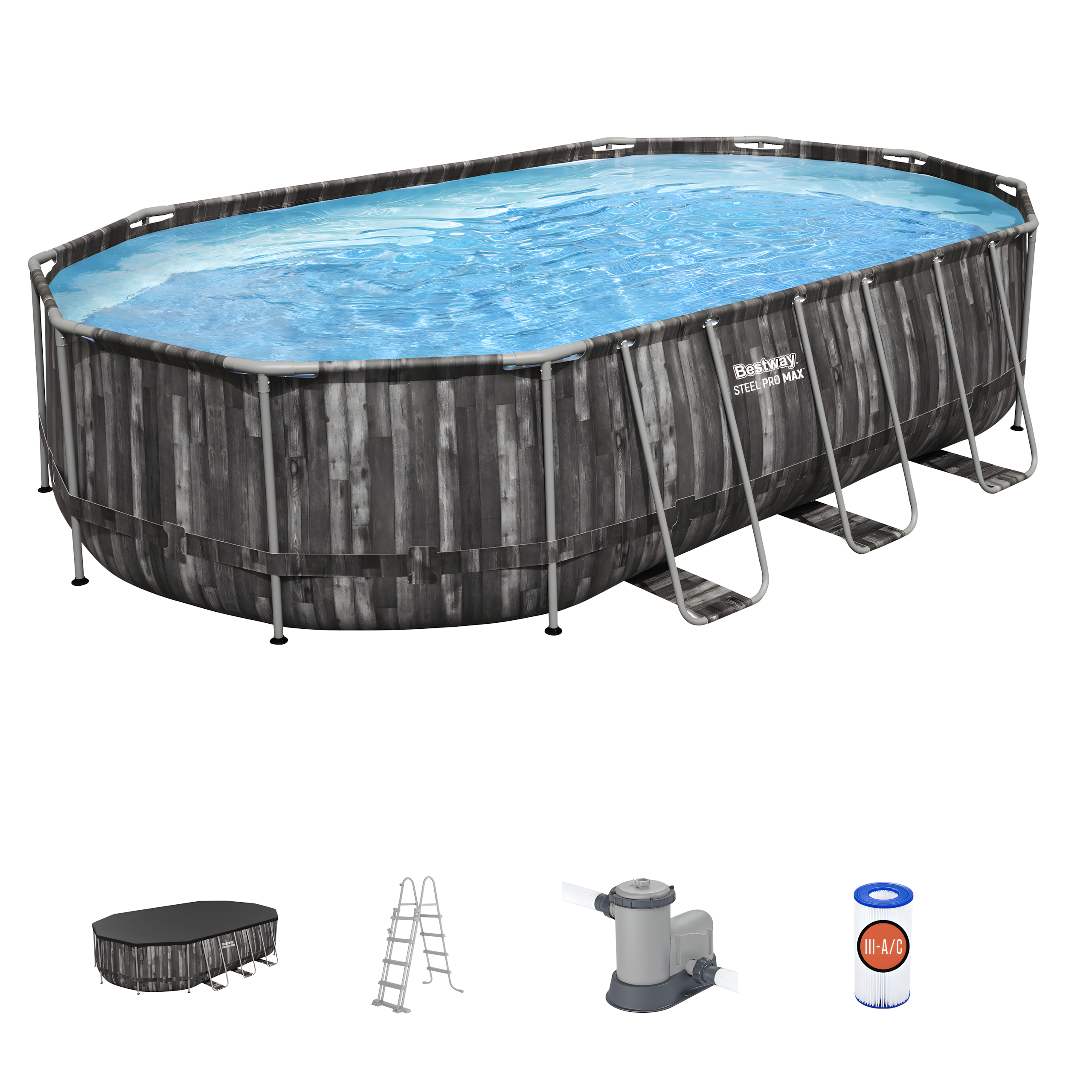 Bestway 5611R Steel Pro ristkülikukujuline aiaraamiga bassein 610x366x122cm