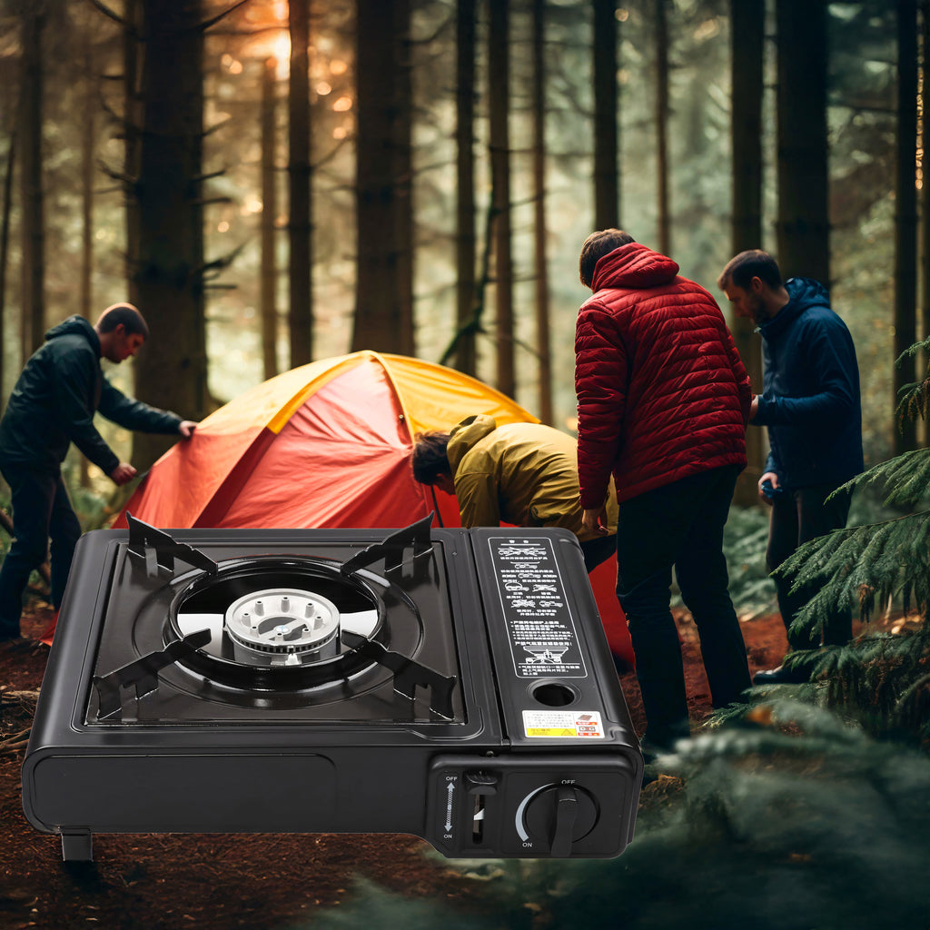 Portable 2-in-1 Field Gas Camping Stove with Carrying Case