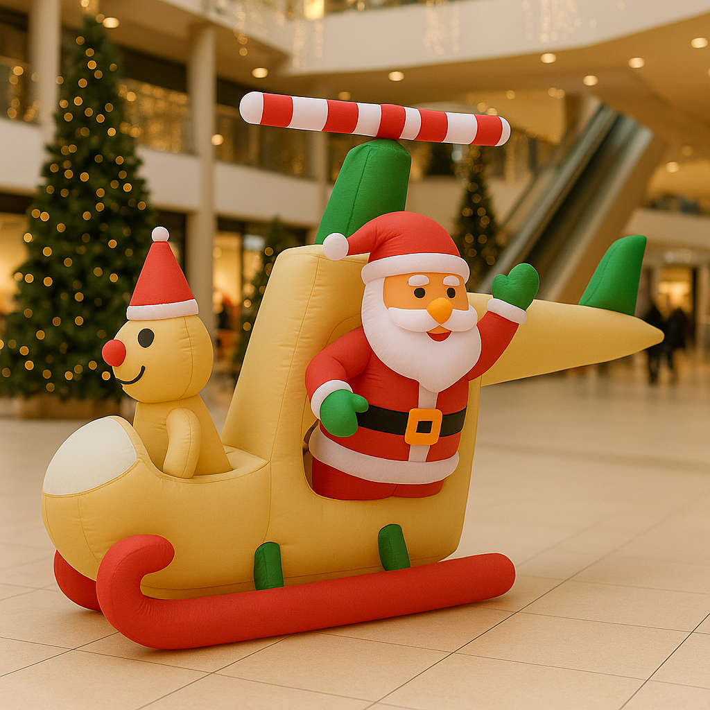 Jõuluvana saanis lendav täispuhutav jõulukaunistus 160cm