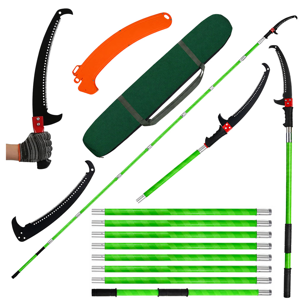Modular Telescopic Garden Branch Hand Saw with Hook and Two Blades 1-8m