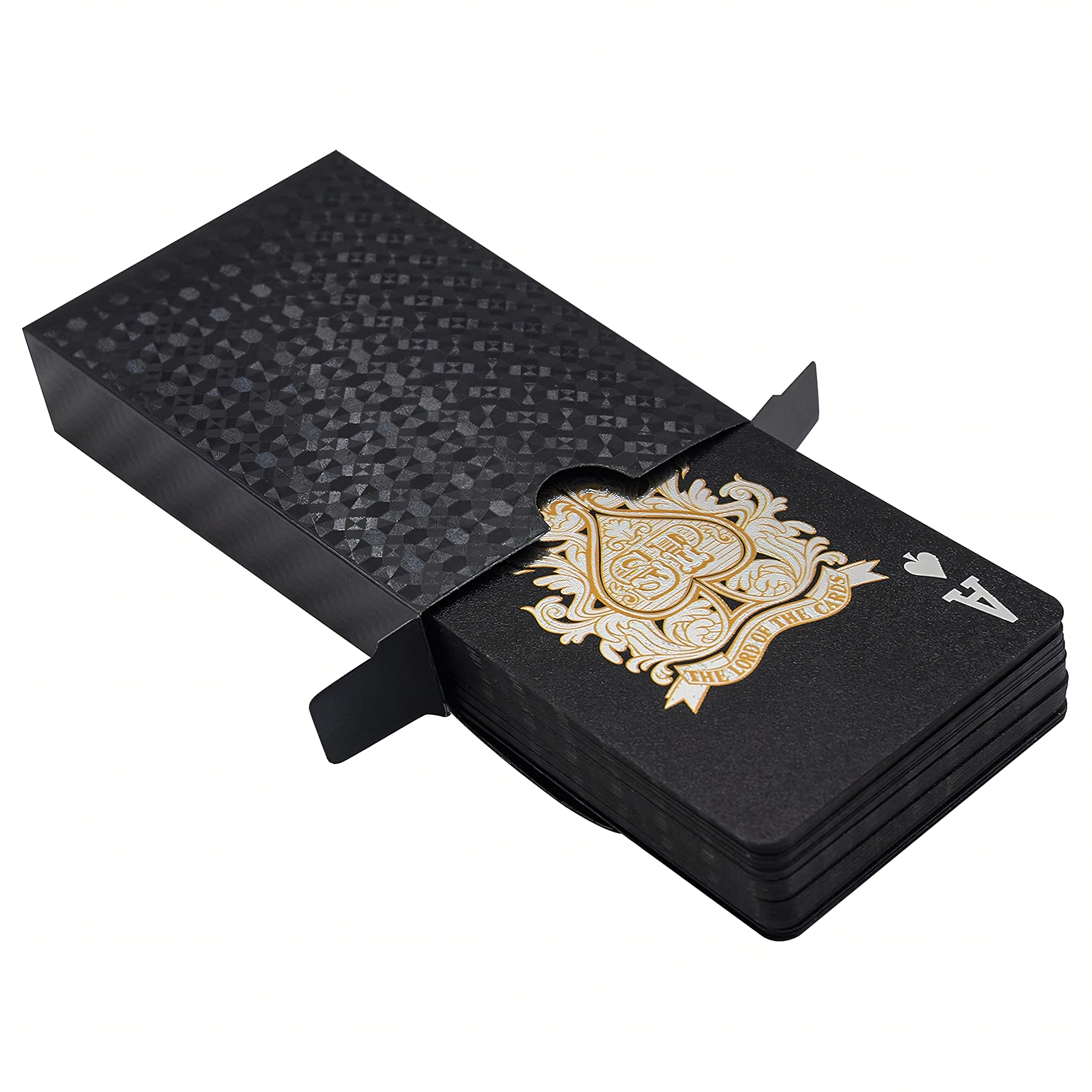Luxury Black Poker Card Deck with Shiny Gold Designs Waterproof