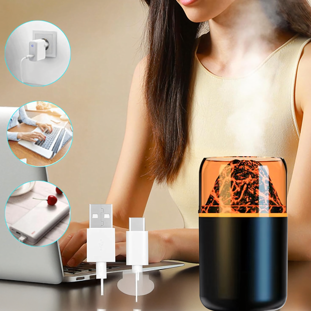 Õhuniisuti aroomi difuusor LED aroomiteraapia vulkaani tule efekt