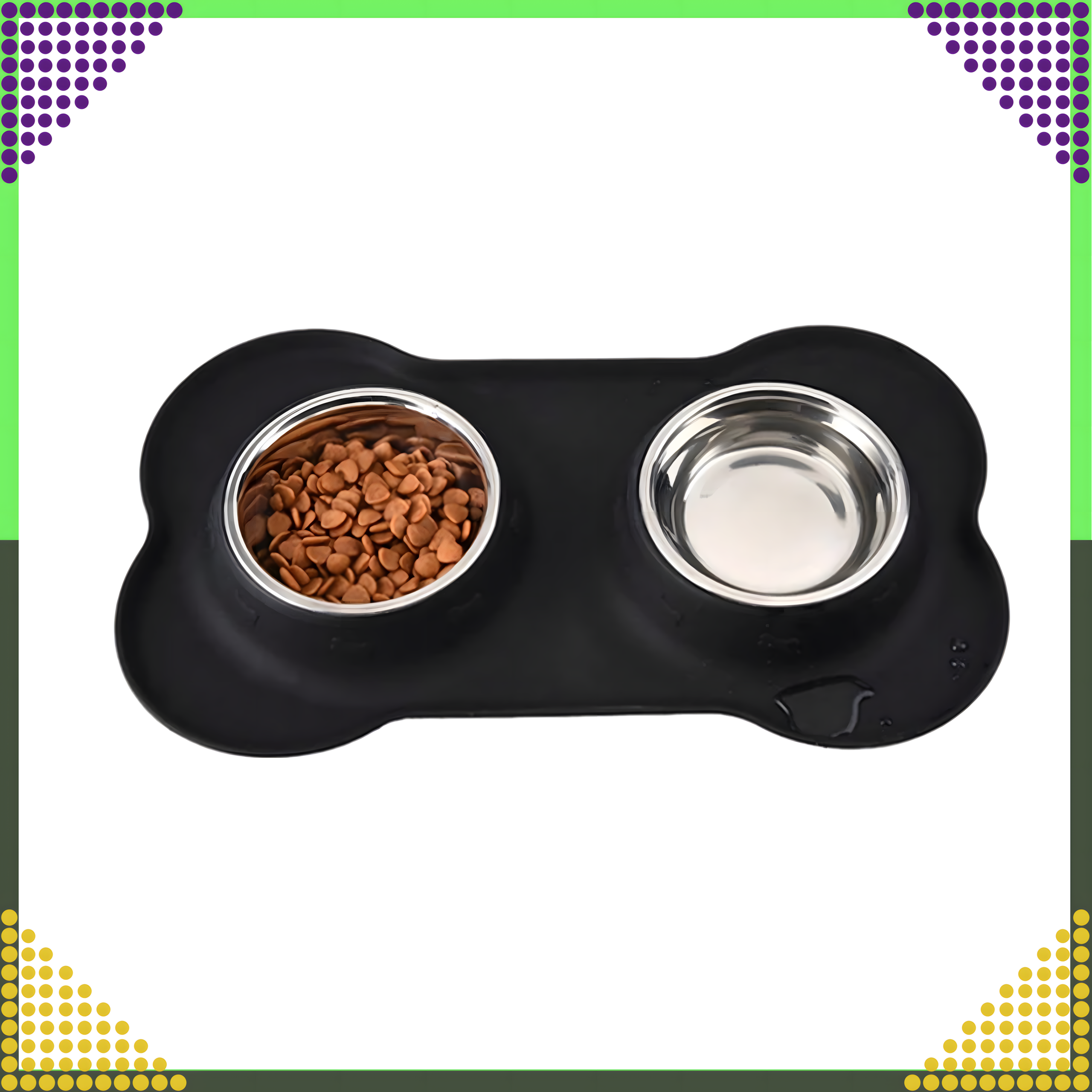 Kahe kausiga koera ja kassi sööginõu, metallist, libisemisvastane, 2 kaussi + alus