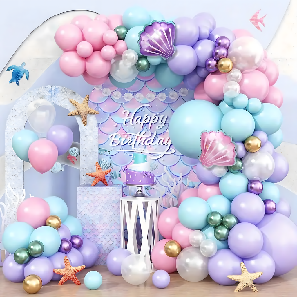 Õhupallikaare õhupallikomplekt, merineitsi sünnipäeva õhupallid, 97 tk