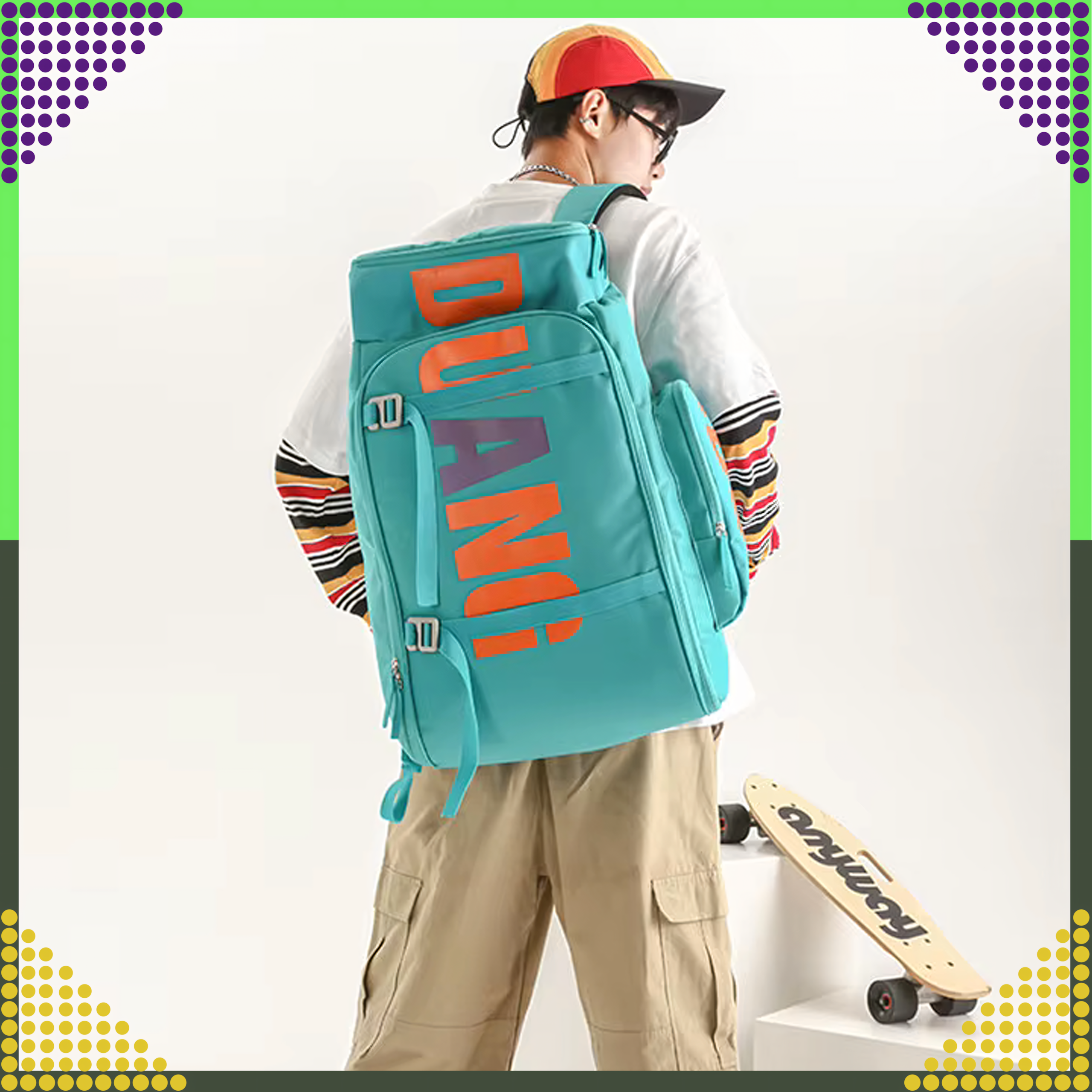 Youth Skate Tourist School Backpack for Skateboard Large Capacity 55 L