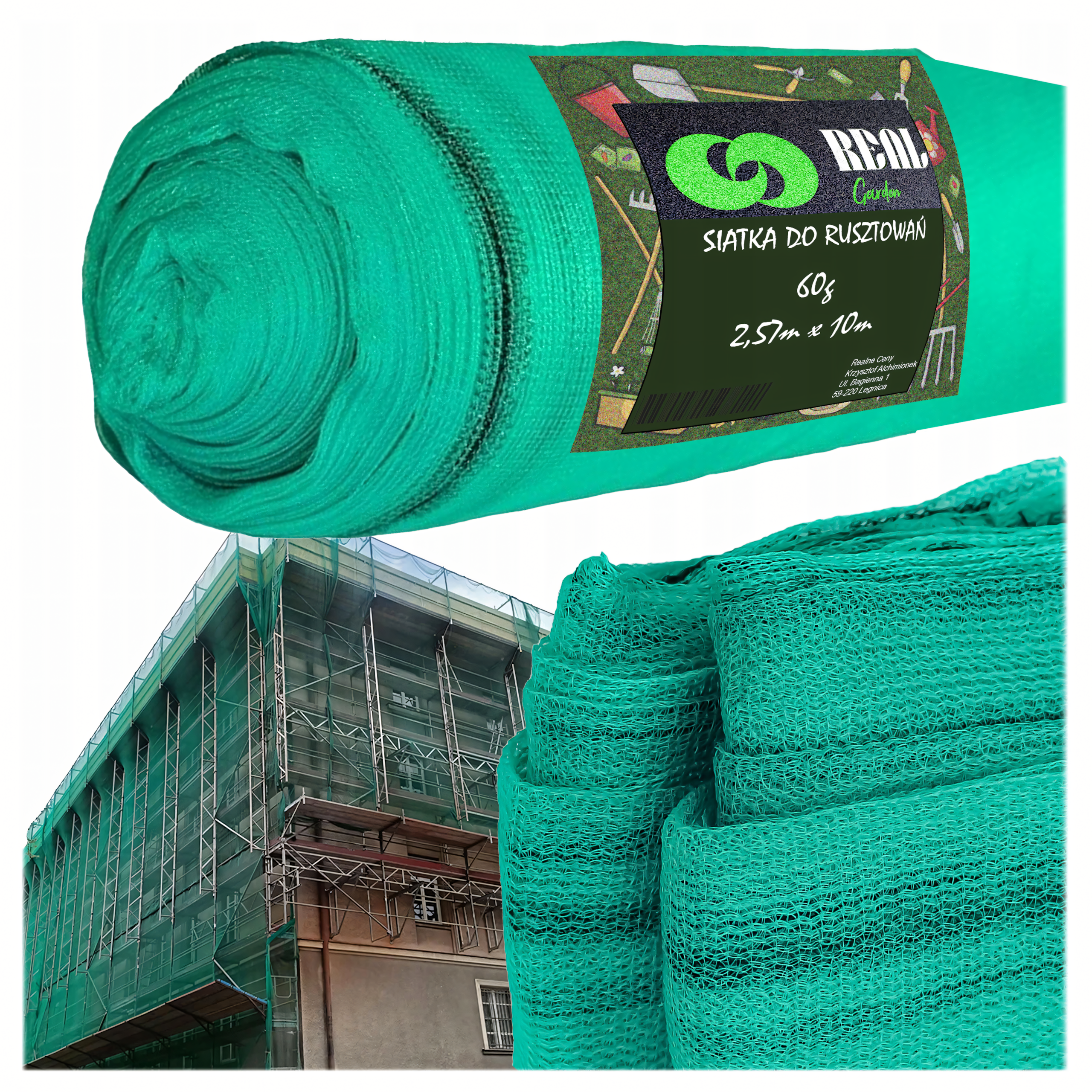 Green Protective Scaffold Netting 3.07x10m 60g