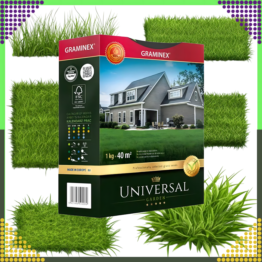 Premium Universal Grass Seed Mix 1kg for 40m² Resistant