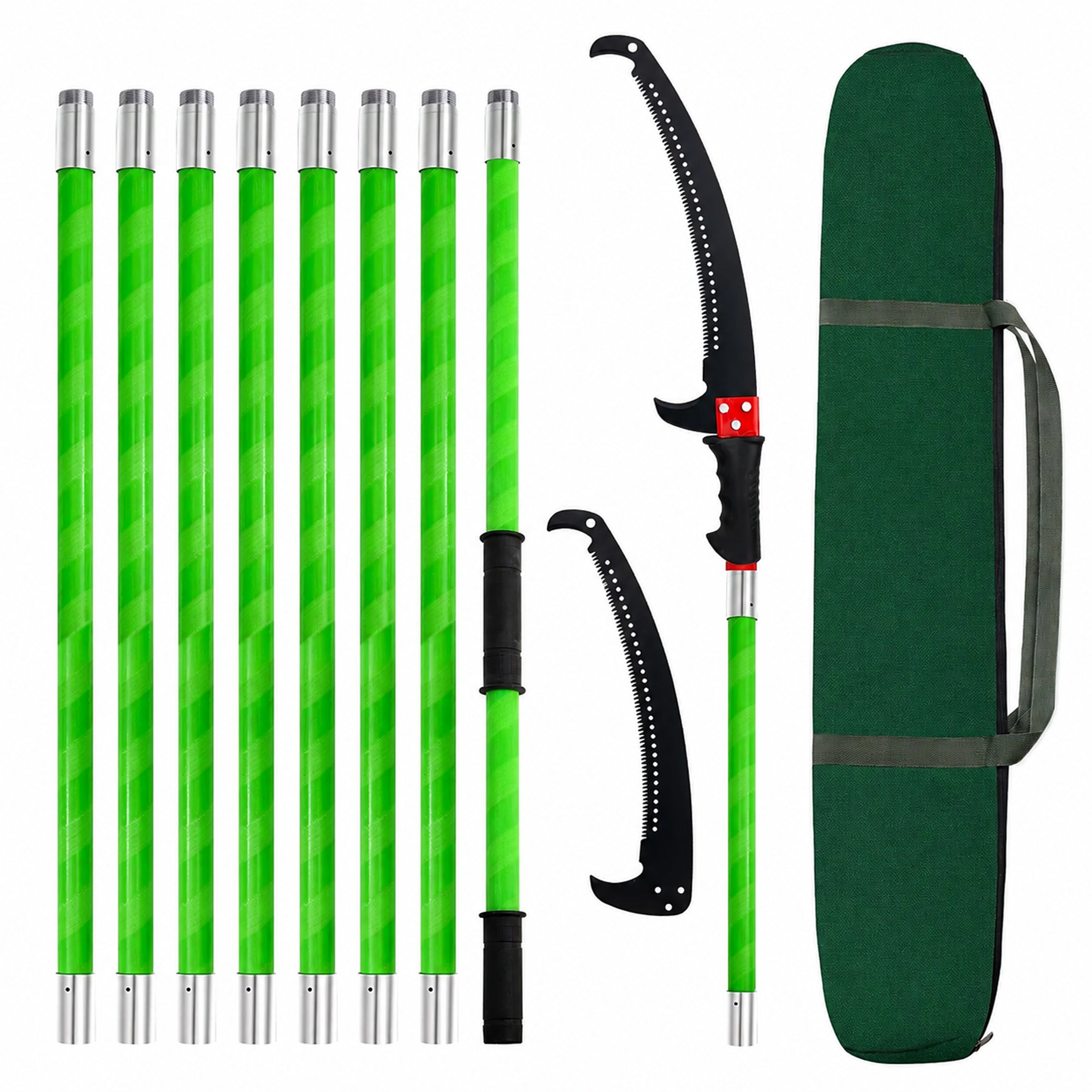 Modular Telescopic Garden Branch Hand Saw with Hook and Two Blades 1-8m
