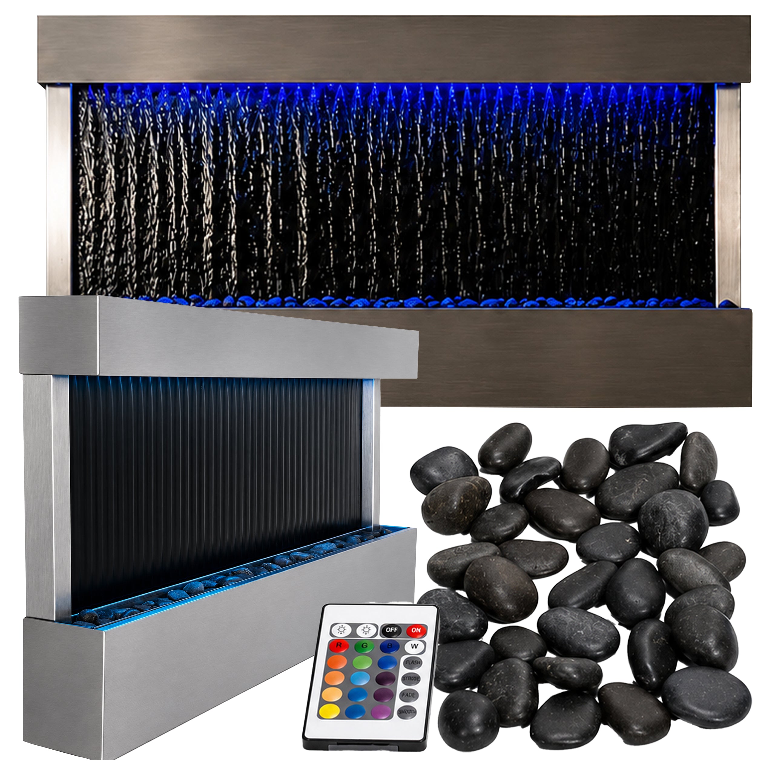 Hanging Water Wall Fountain with RGB LED Colors 120x60x13cm