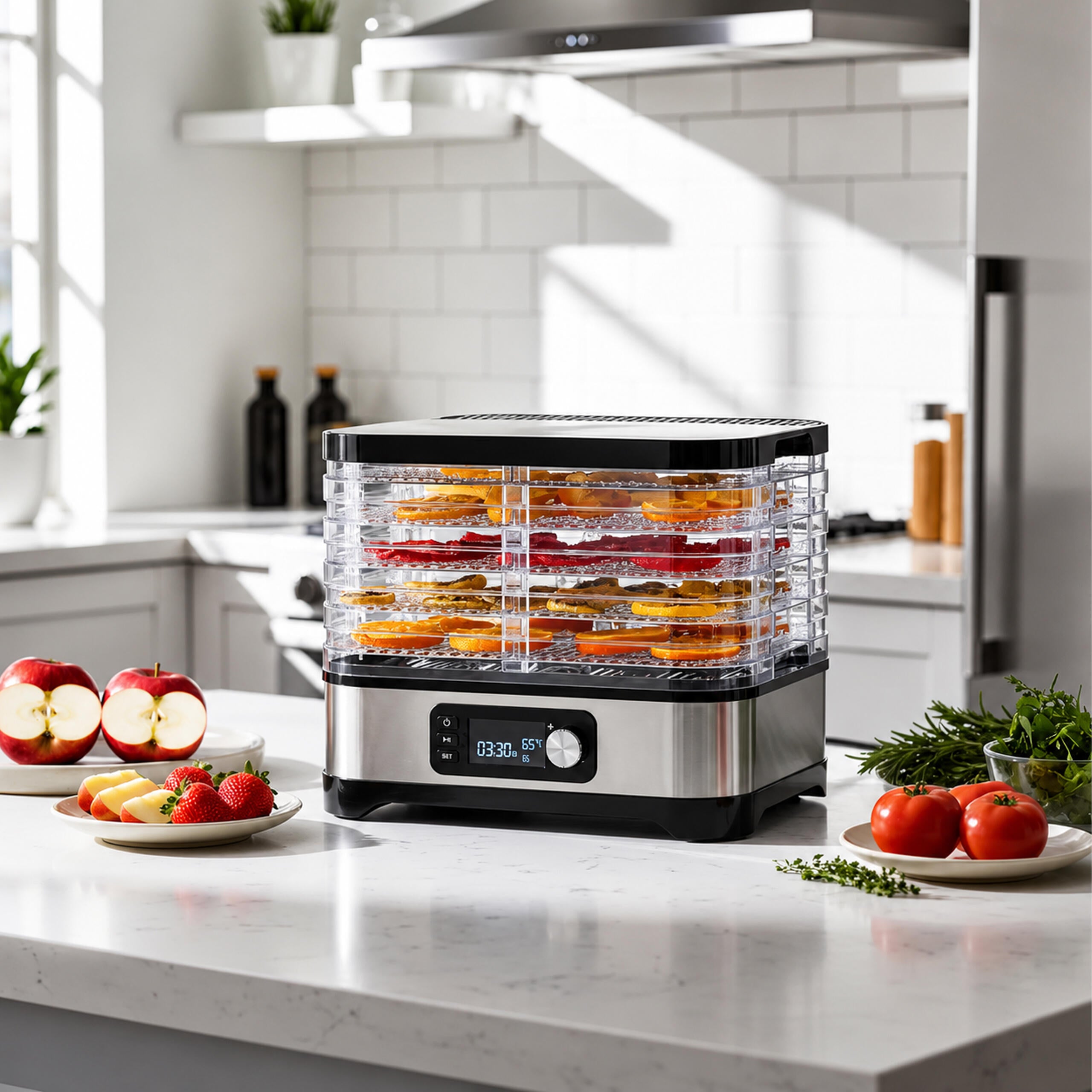 Food Dehydrator for Mushrooms, Vegetables, and Fruits with Timer and 5 Shelves LCD
