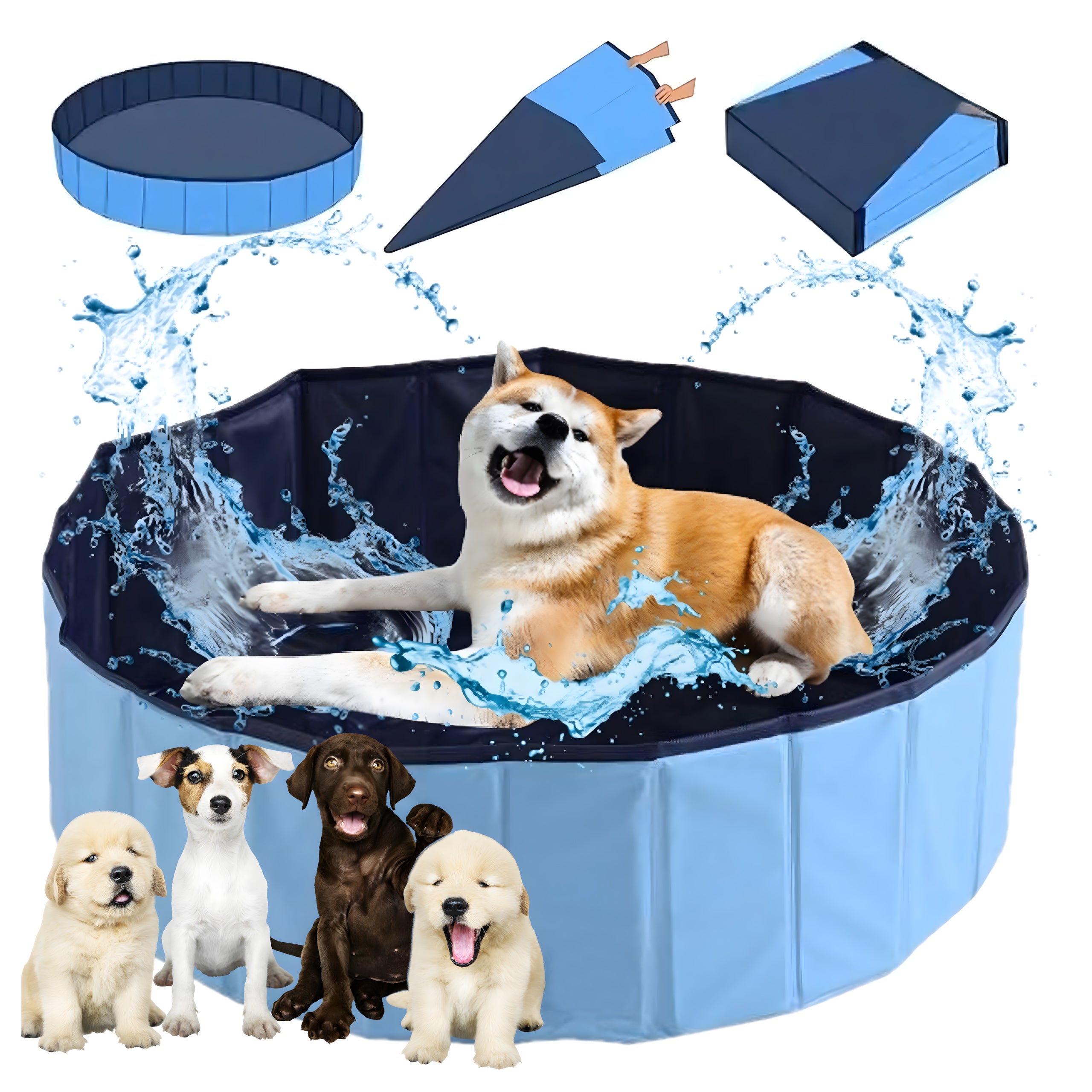 Tugev aiandusloomade ujumisbassein jahutamiseks ja pesemiseks, kokkupandav, 60x20cm