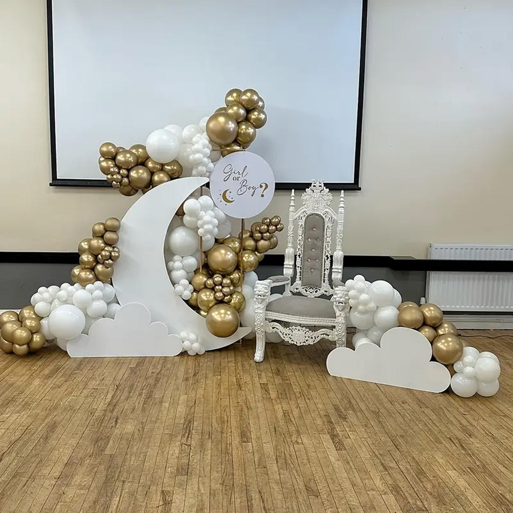 Õhupallikaare komplekt sünnipäevaks ja pulmadeks, kuldne-valge, 110 tk