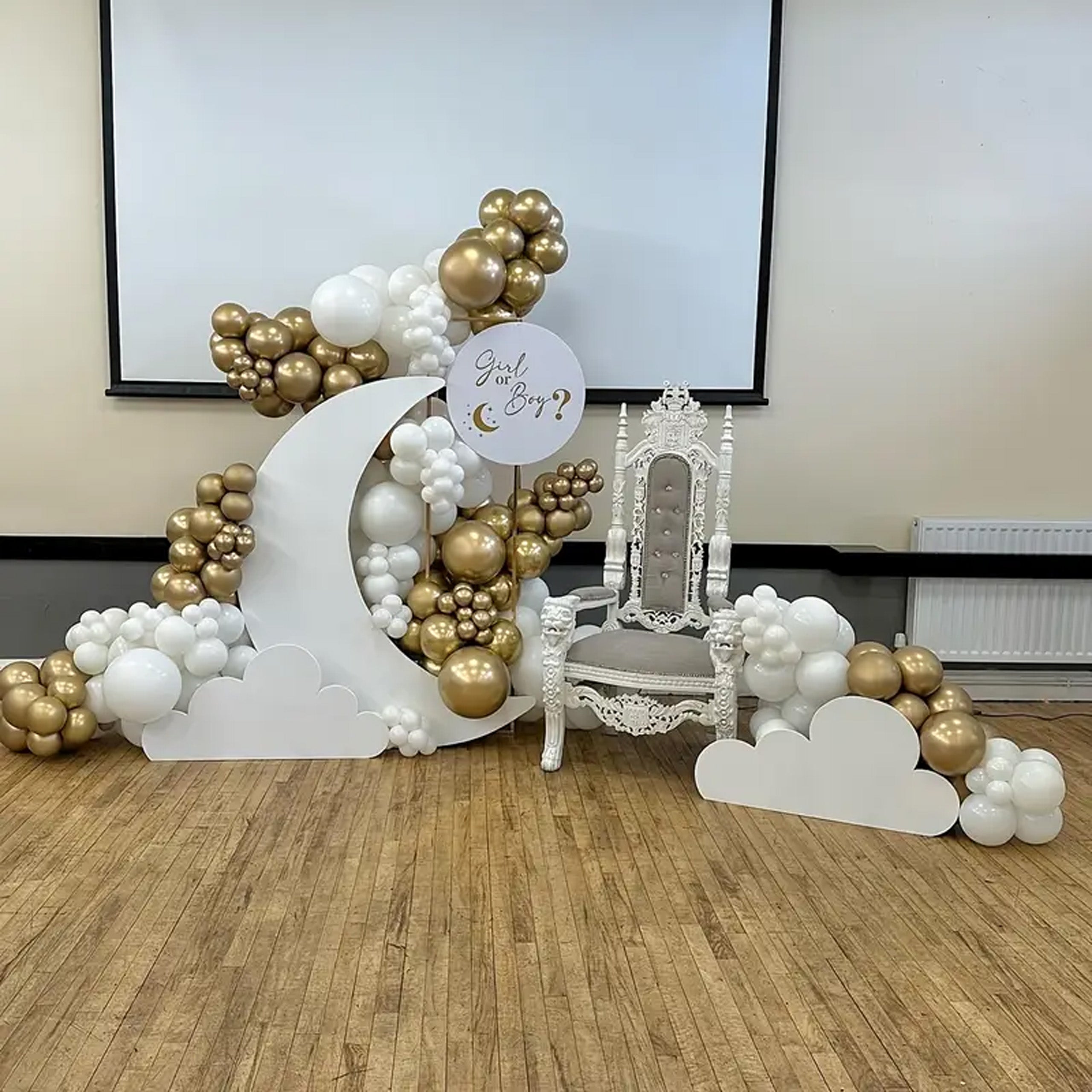 Õhupallikaare komplekt sünnipäevaks ja pulmadeks, kuldne-valge, 110 tk