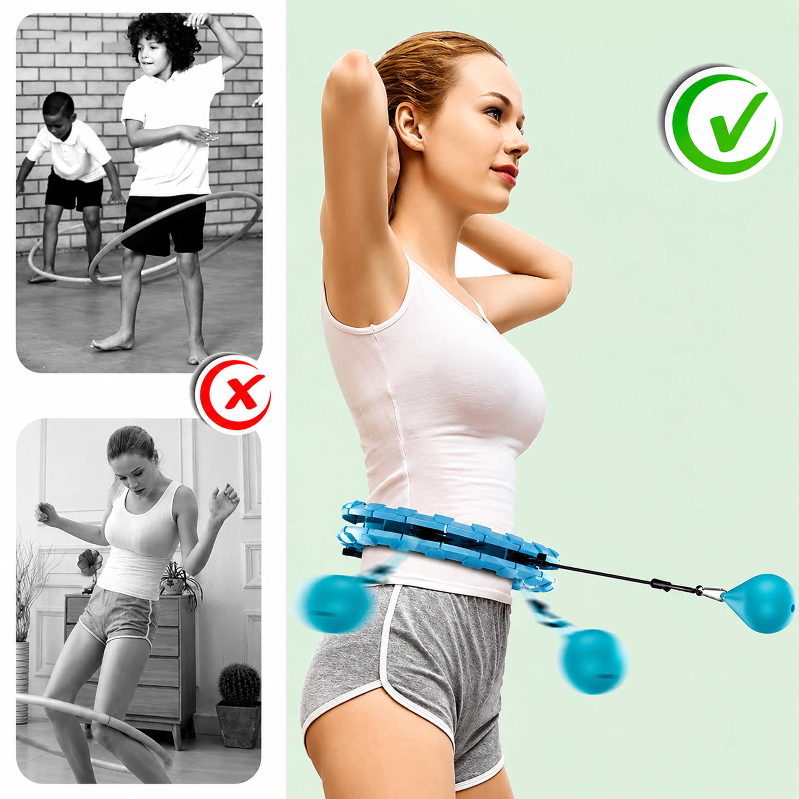 Weighted Hula Hoop with Massage Nodes Foldable Plus Size