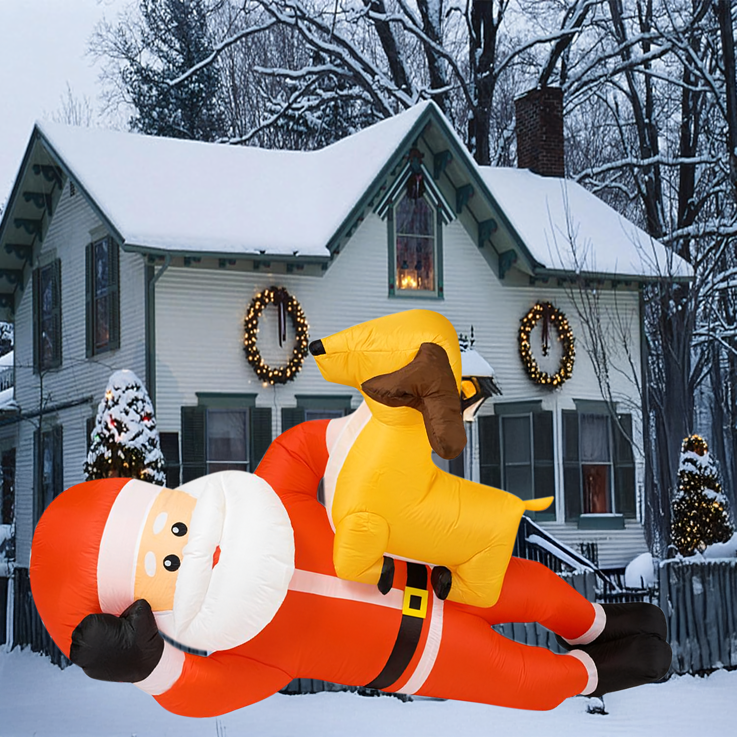 Täispuhutav jõuluvana põhjapõdraga 210cm jõulu Led valgus XXL