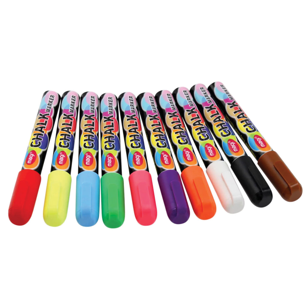 Tahvlite kriidimarkerite komplekt, segavärvid, kuivkustutatavad markerid, 10 tk