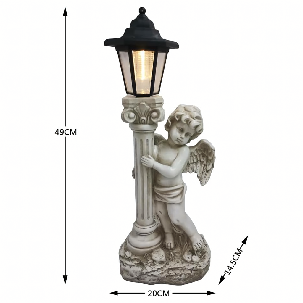 Figurka Candle Holder Decoration Statue Solar LED Angel for Garden or Grave 49cm